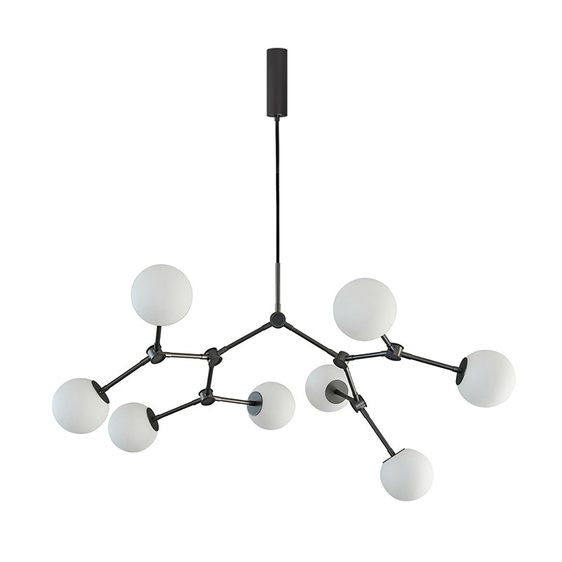 Halo Chandelier Verre Noir Boule Moderne Salon - Neutralighting