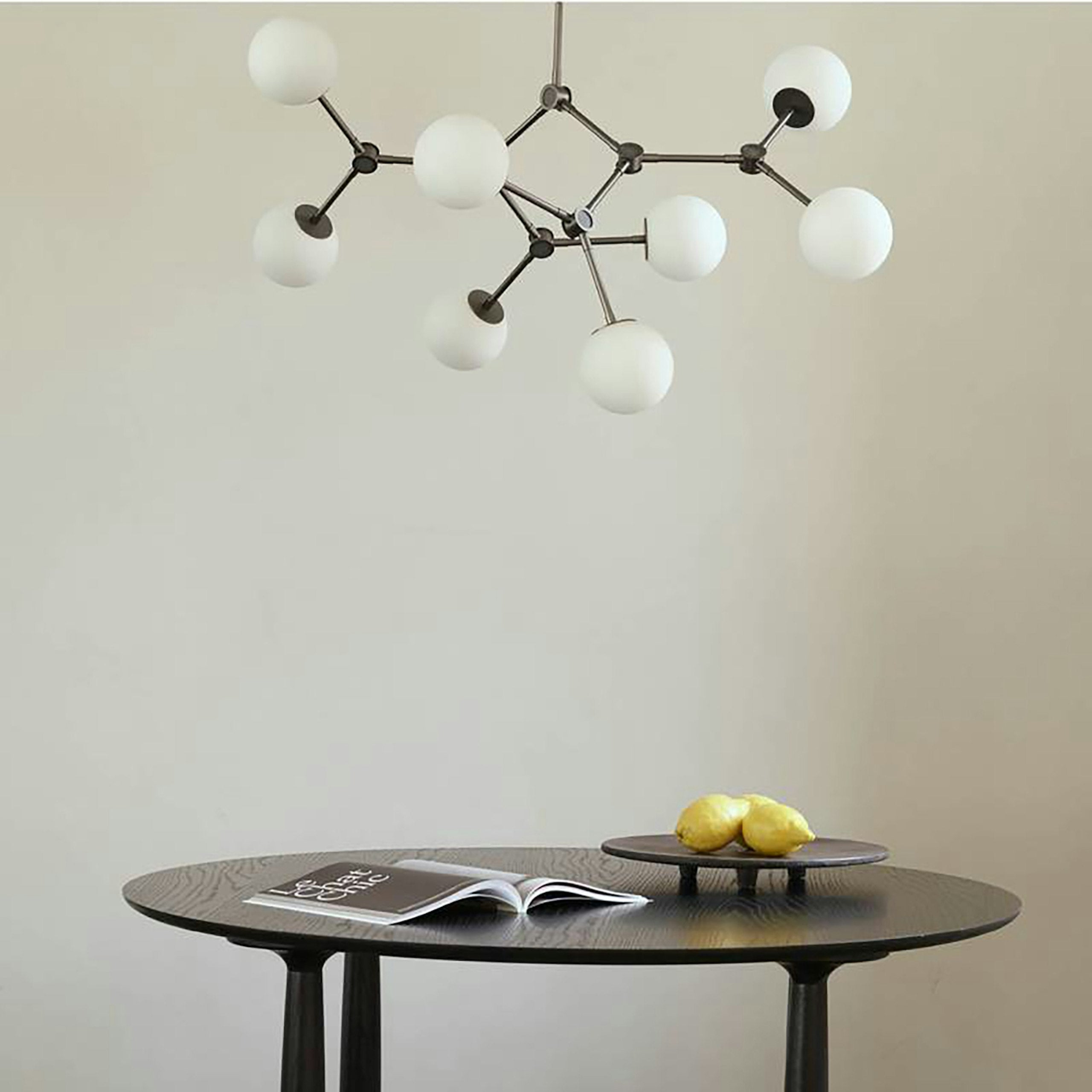 Halo Chandelier Verre Noir Boule Moderne Salon - Neutralighting