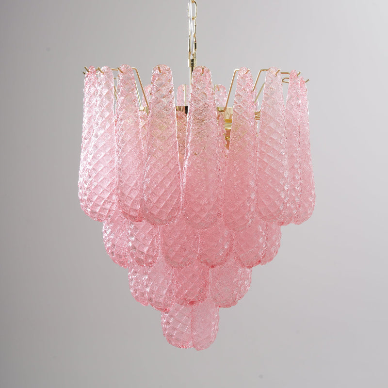 Junto Lustre Goutte Rose Métal Verre Luxe - Neutralighting