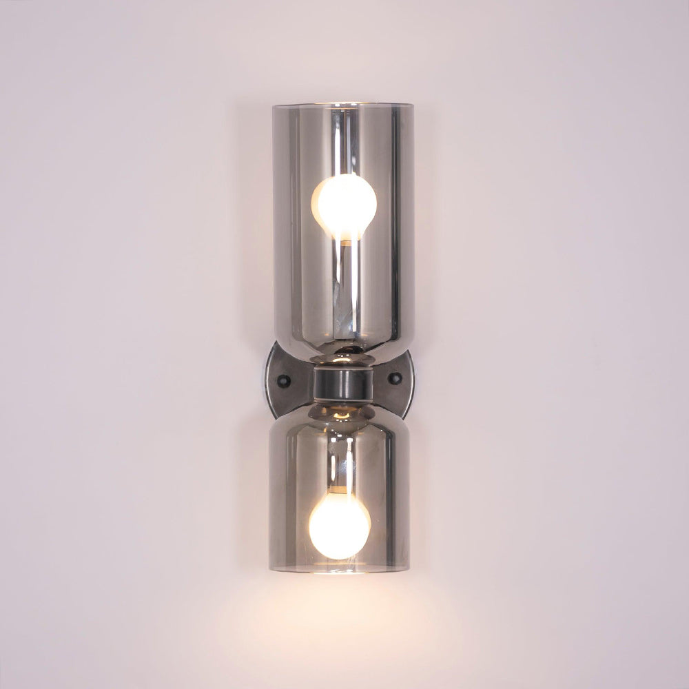 Arisha Double Tête LED Applique Blanc Bleu Métal Verre Chambre à Coucher - Neutralighting