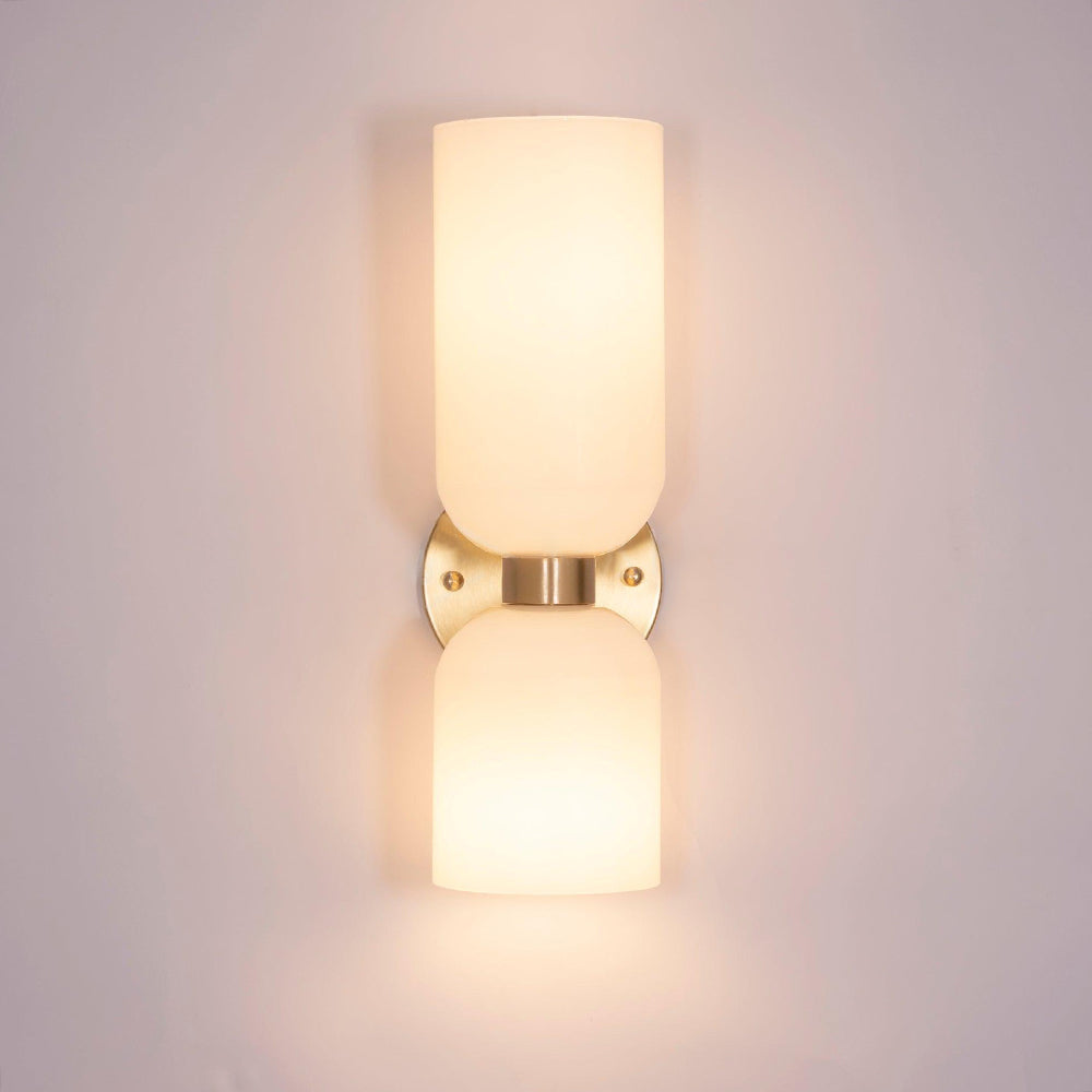 Arisha Double Tête LED Applique Blanc Bleu Métal Verre Chambre à Coucher - Neutralighting