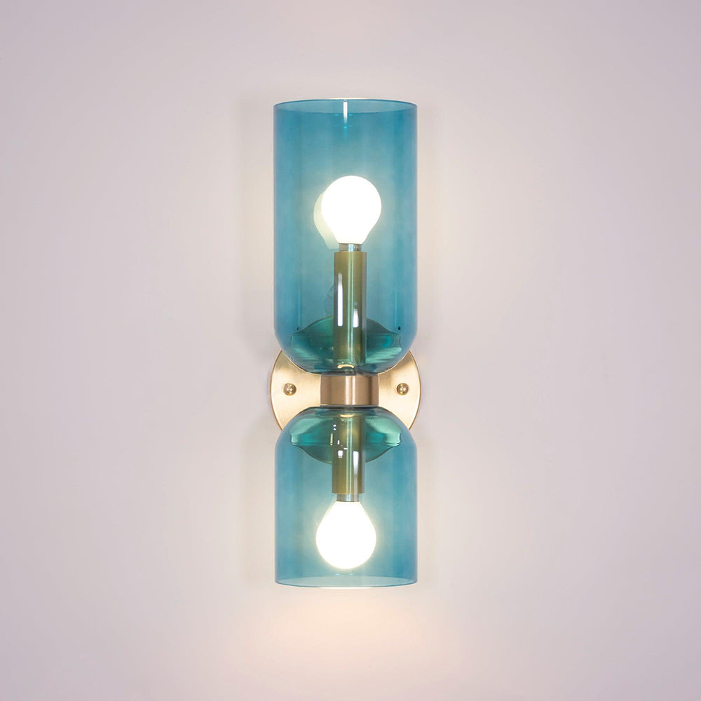 Arisha Double Tête LED Applique Blanc Bleu Métal Verre Chambre à Coucher - Neutralighting