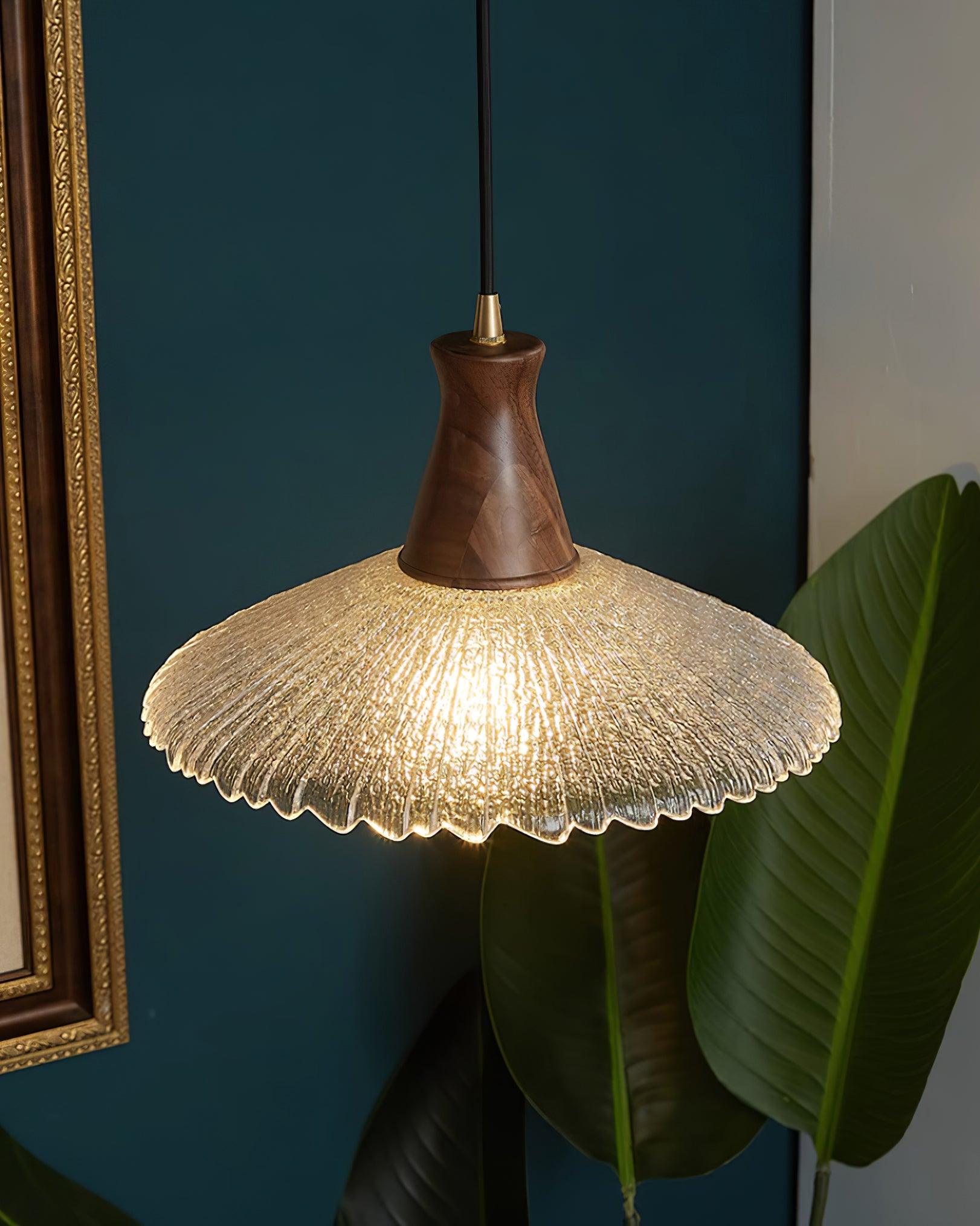 Eikon Pendant Lamp Walnut Textured Glass Elegant - Letslighting