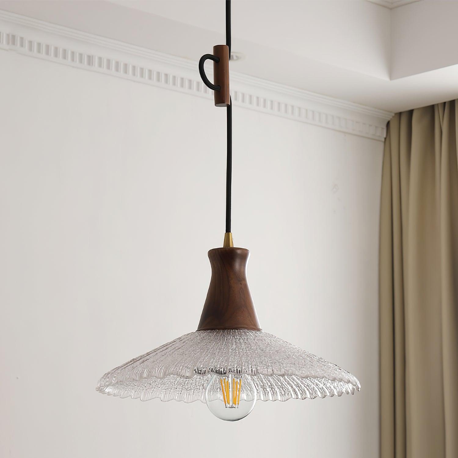 Eikon Pendant Lamp Walnut Textured Glass Elegant - Letslighting
