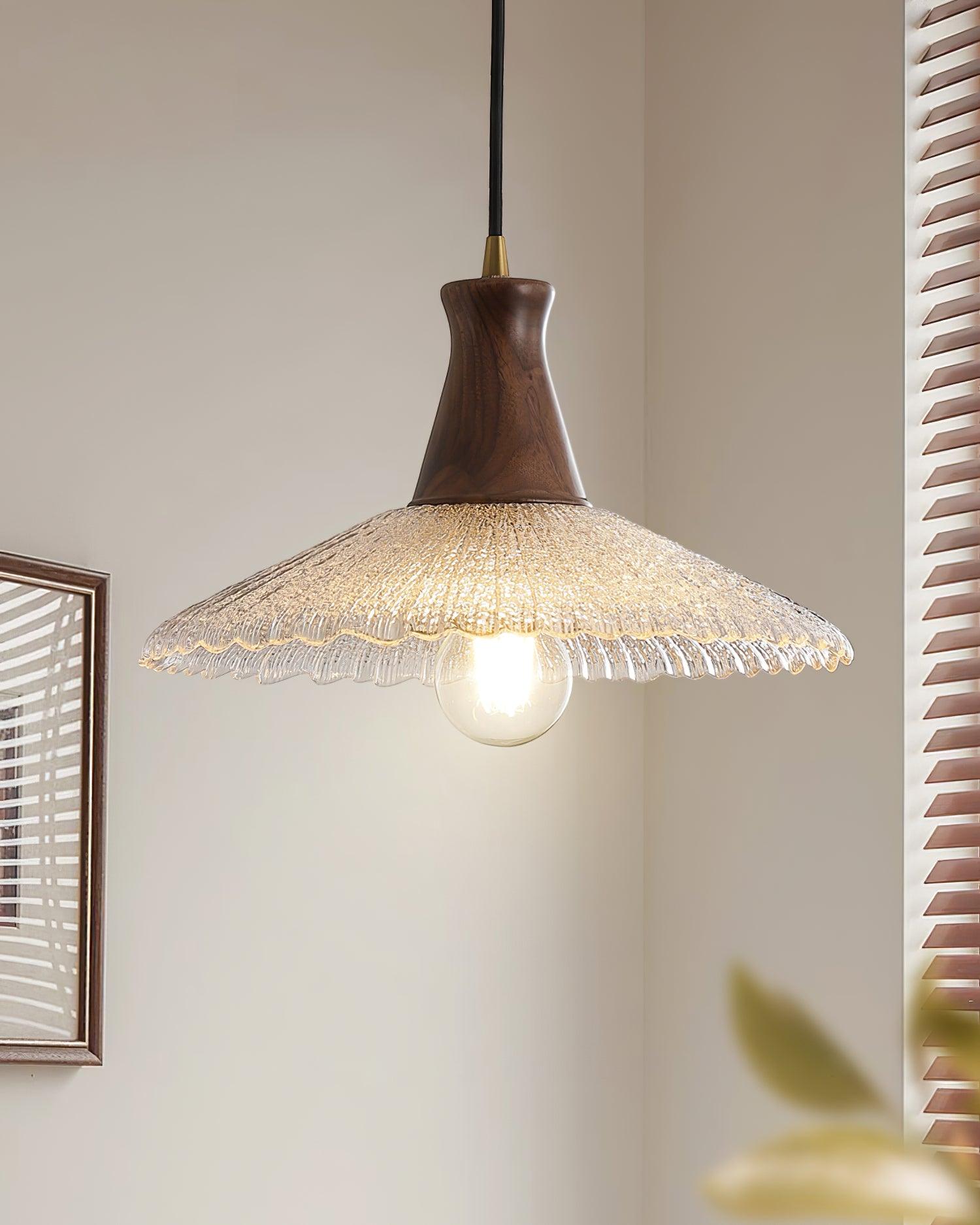 Eikon Pendant Lamp Walnut Textured Glass Elegant - Letslighting