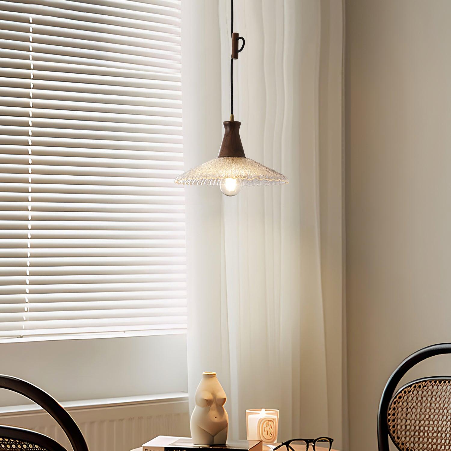 Eikon Pendant Lamp Walnut Textured Glass Elegant - Letslighting