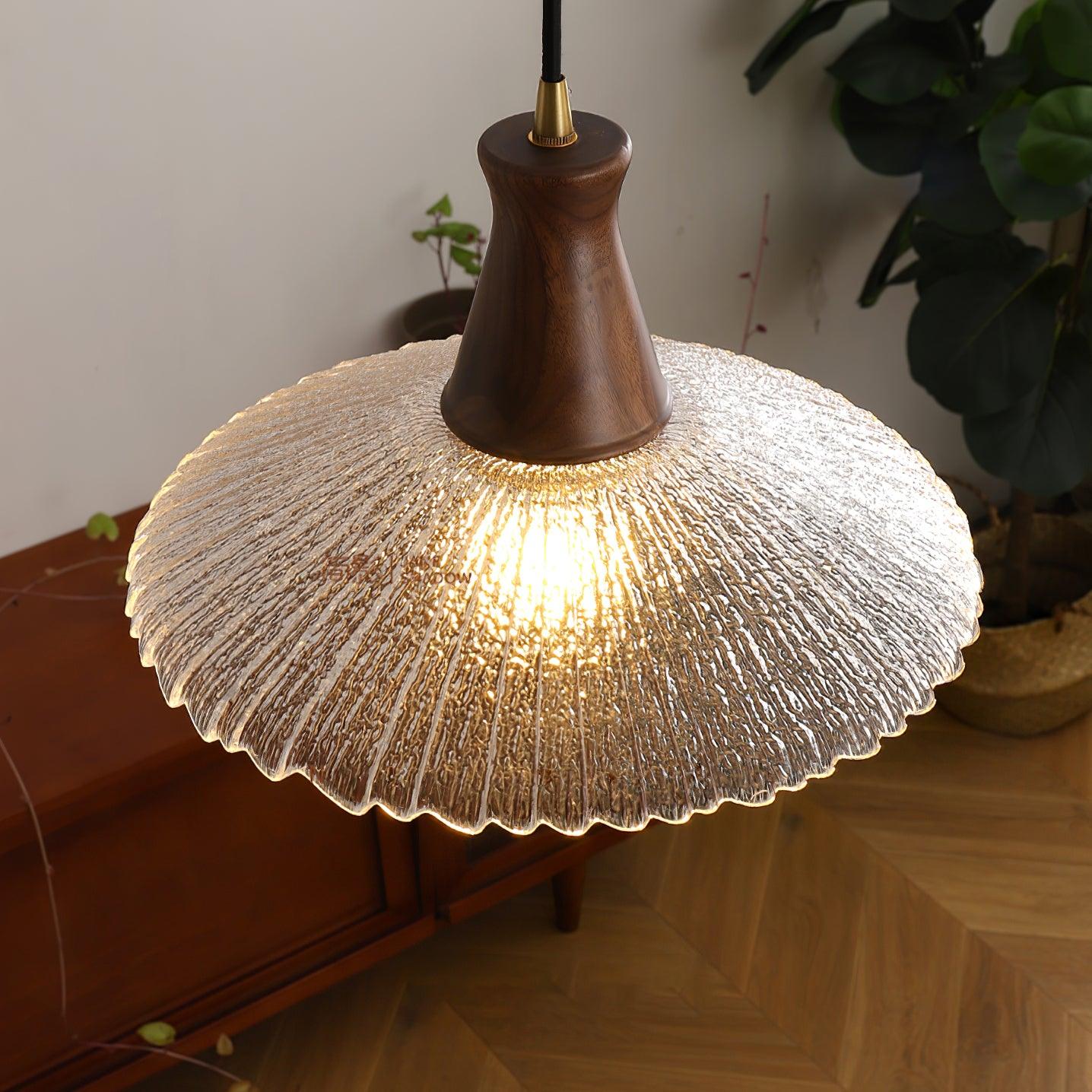 Eikon Pendant Lamp Walnut Textured Glass Elegant - Letslighting