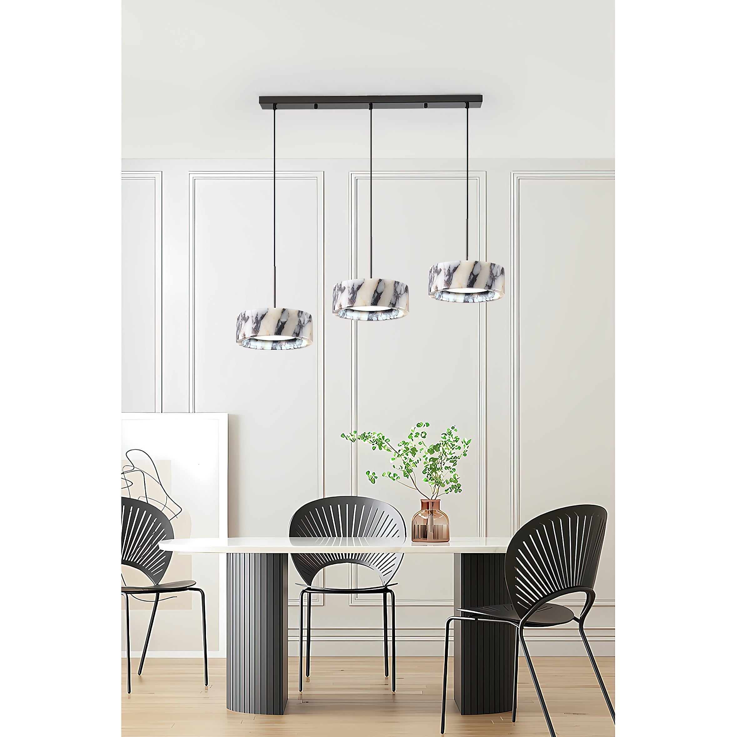 Glide Modern Minimalist Marble Metal Pendant Lamp - Lamp Copper