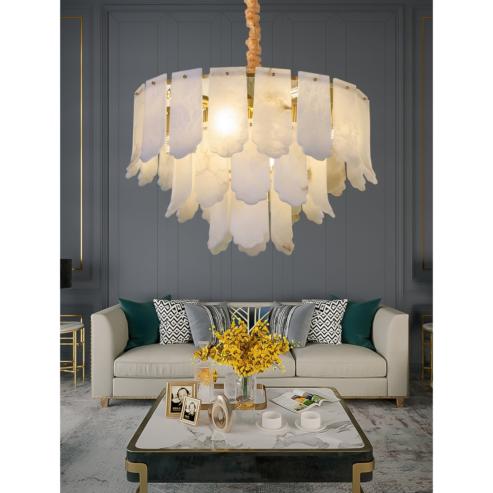Hue Lustre Laiton Albâtre Luxe Postmoderne - Neutralighting