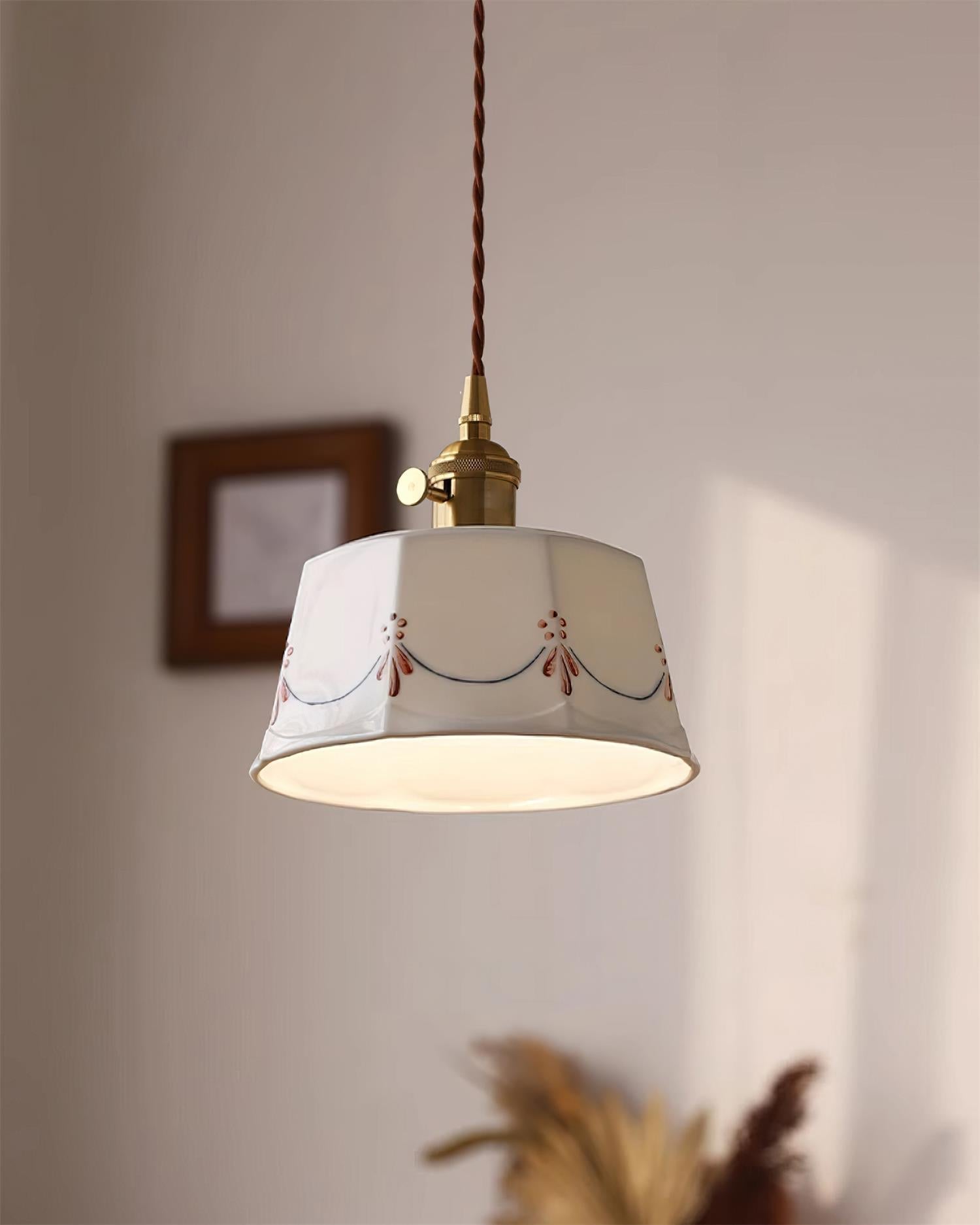 Eliana Suspension Main Peint Florale Verre Vintage - Neutralighting