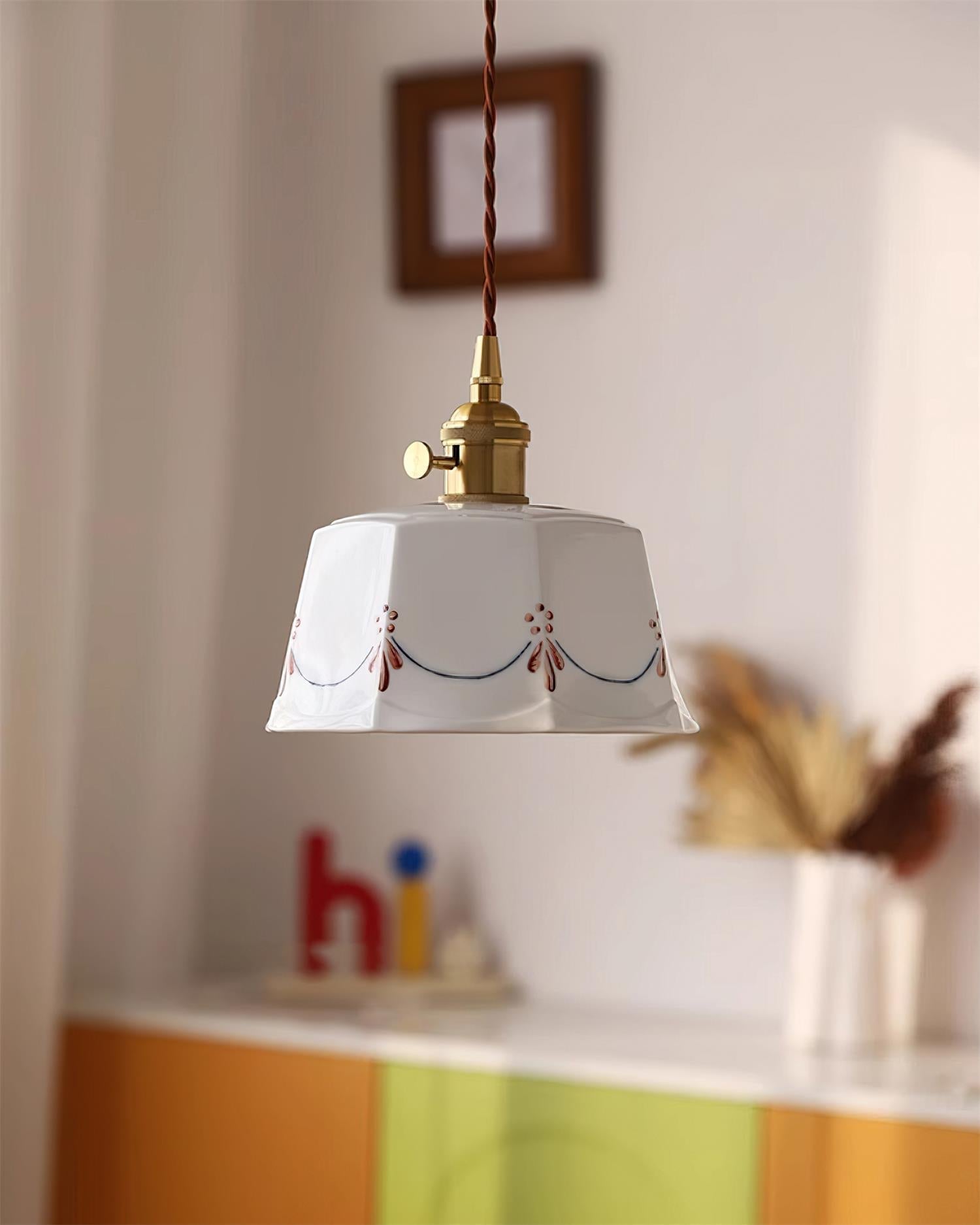 Eliana Suspension Main Peint Florale Verre Vintage - Neutralighting