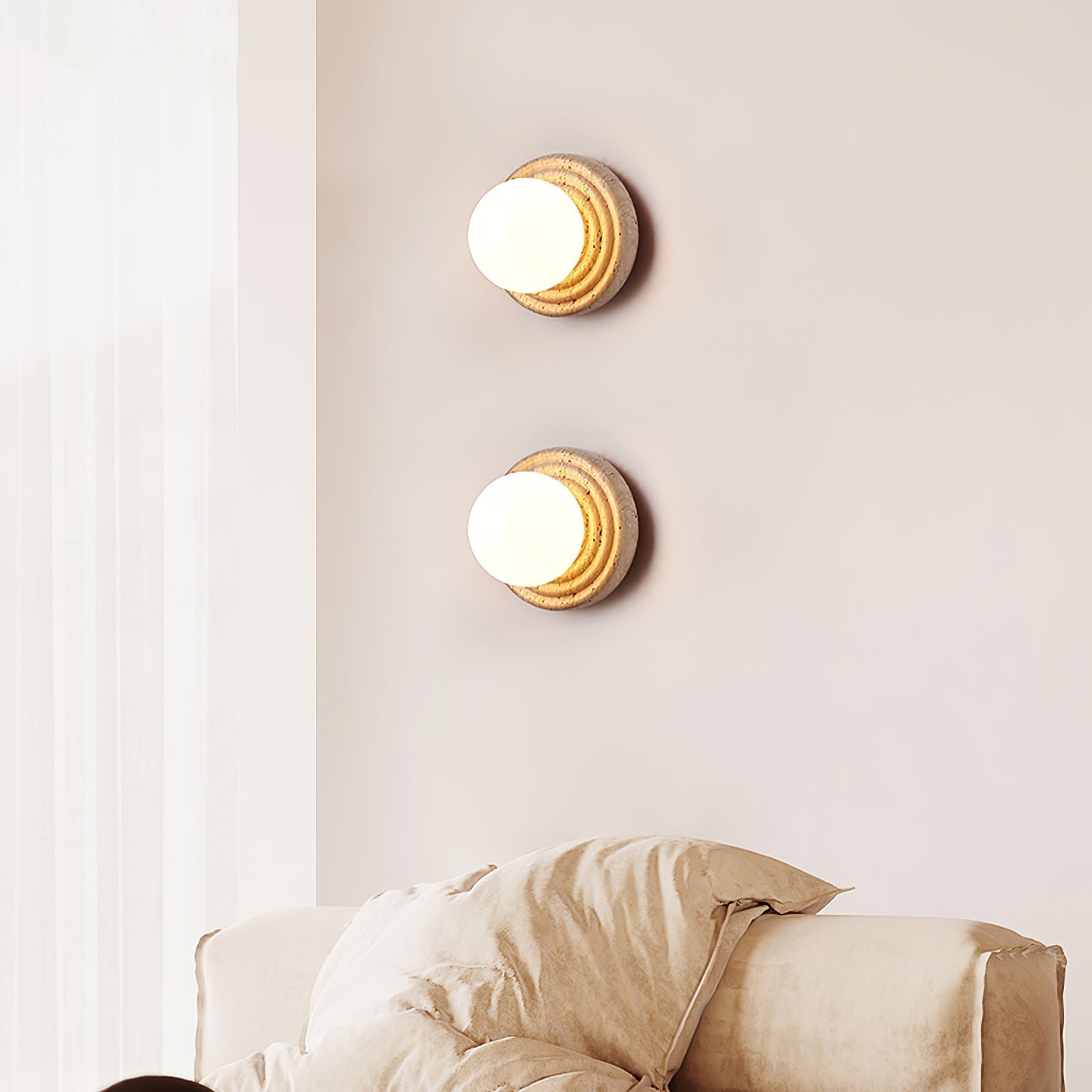 Echo Travertin Globe Applique Murale - Neutralighting