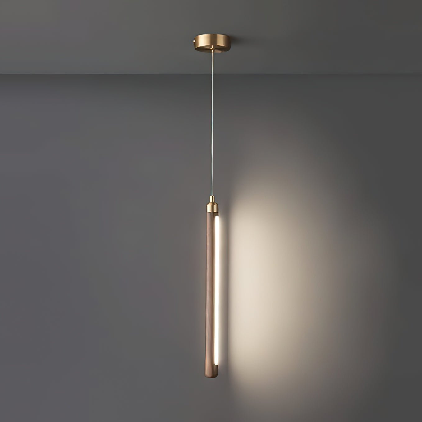 Kyoto Walnut Brass Linear Pendant Light - Blowlighting