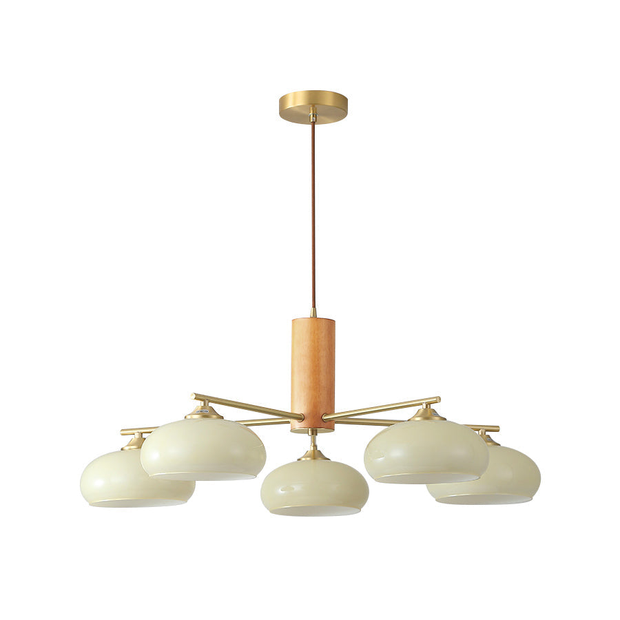 Nova Chandelier Métal Verre Kaki Naturel Salon - Neutralighting