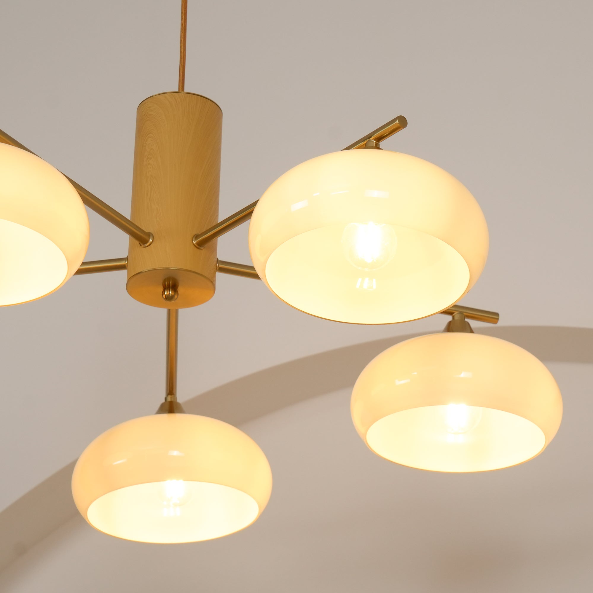 Nova Chandelier Métal Verre Kaki Naturel Salon - Neutralighting