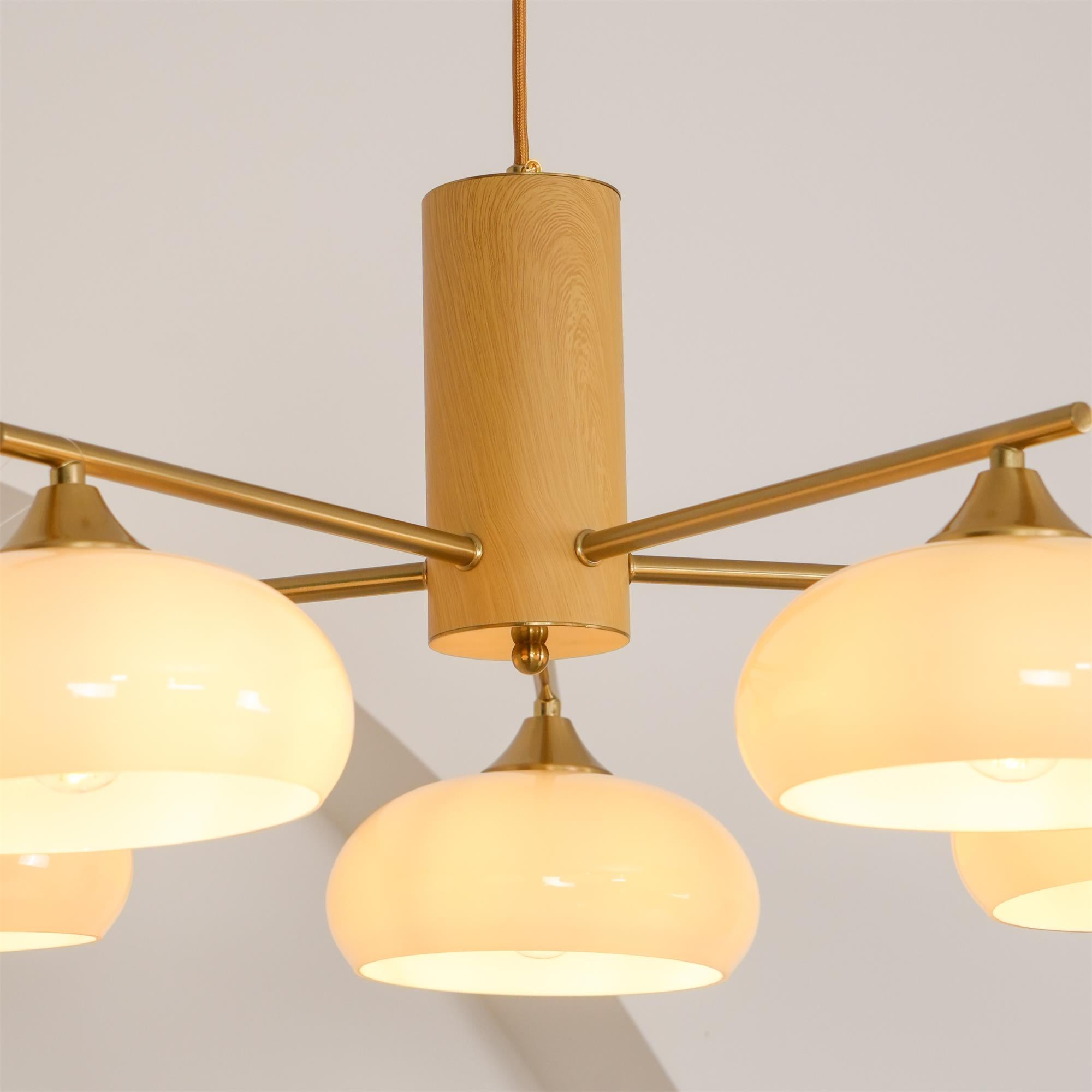 Nova Chandelier Métal Verre Kaki Naturel Salon - Neutralighting