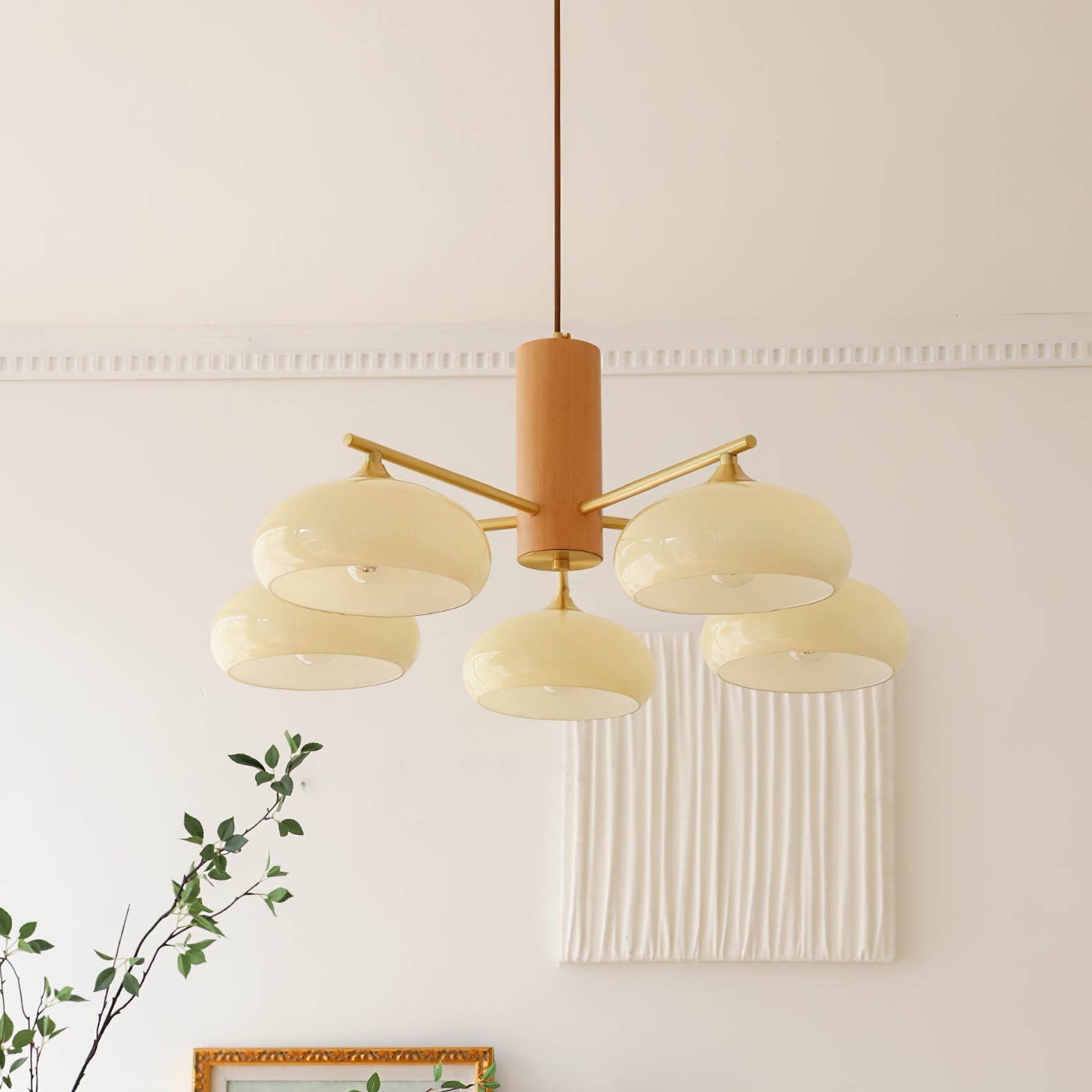 Nova Chandelier Métal Verre Kaki Naturel Salon - Neutralighting