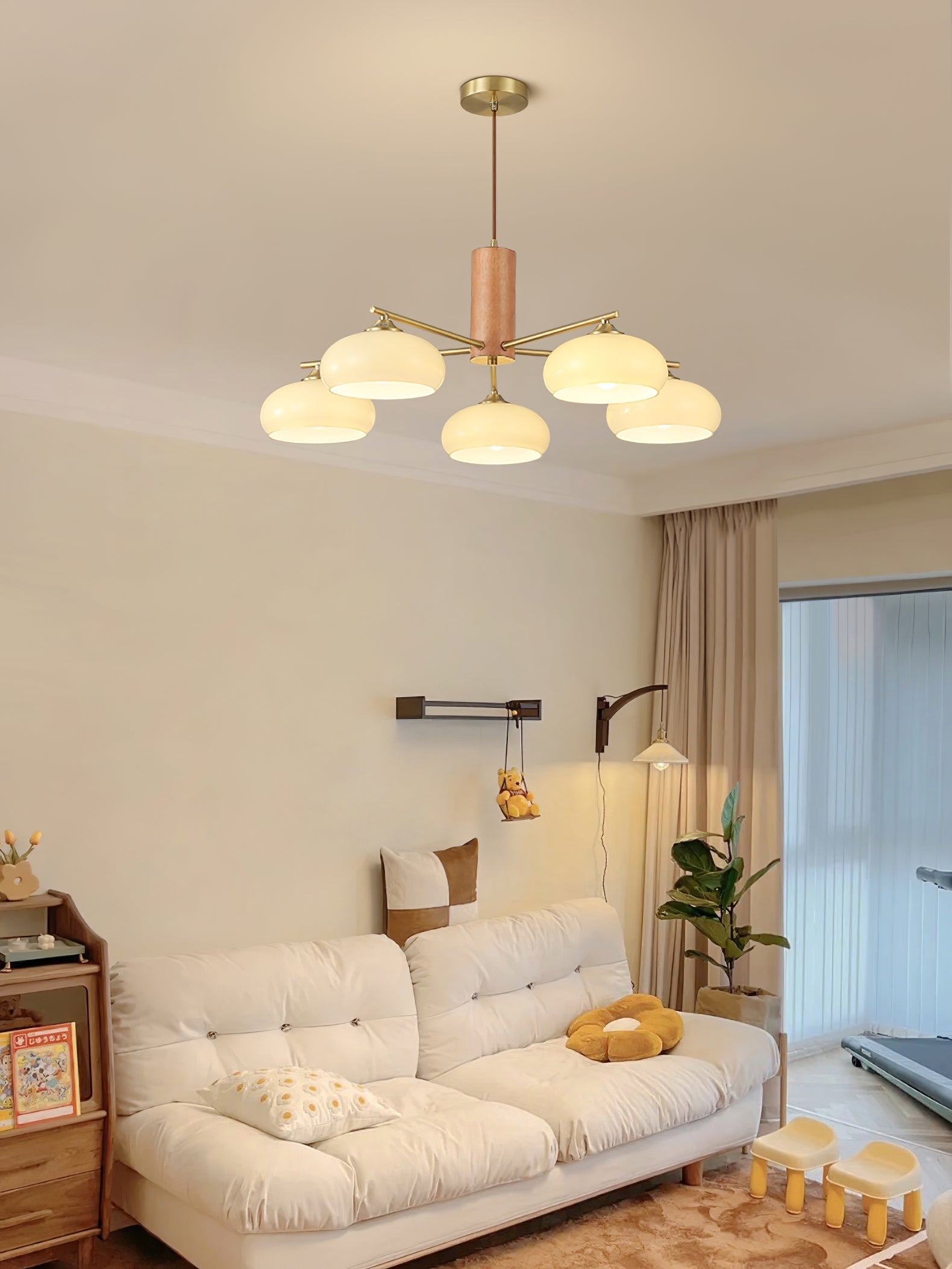 Nova Chandelier Métal Verre Kaki Naturel Salon - Neutralighting