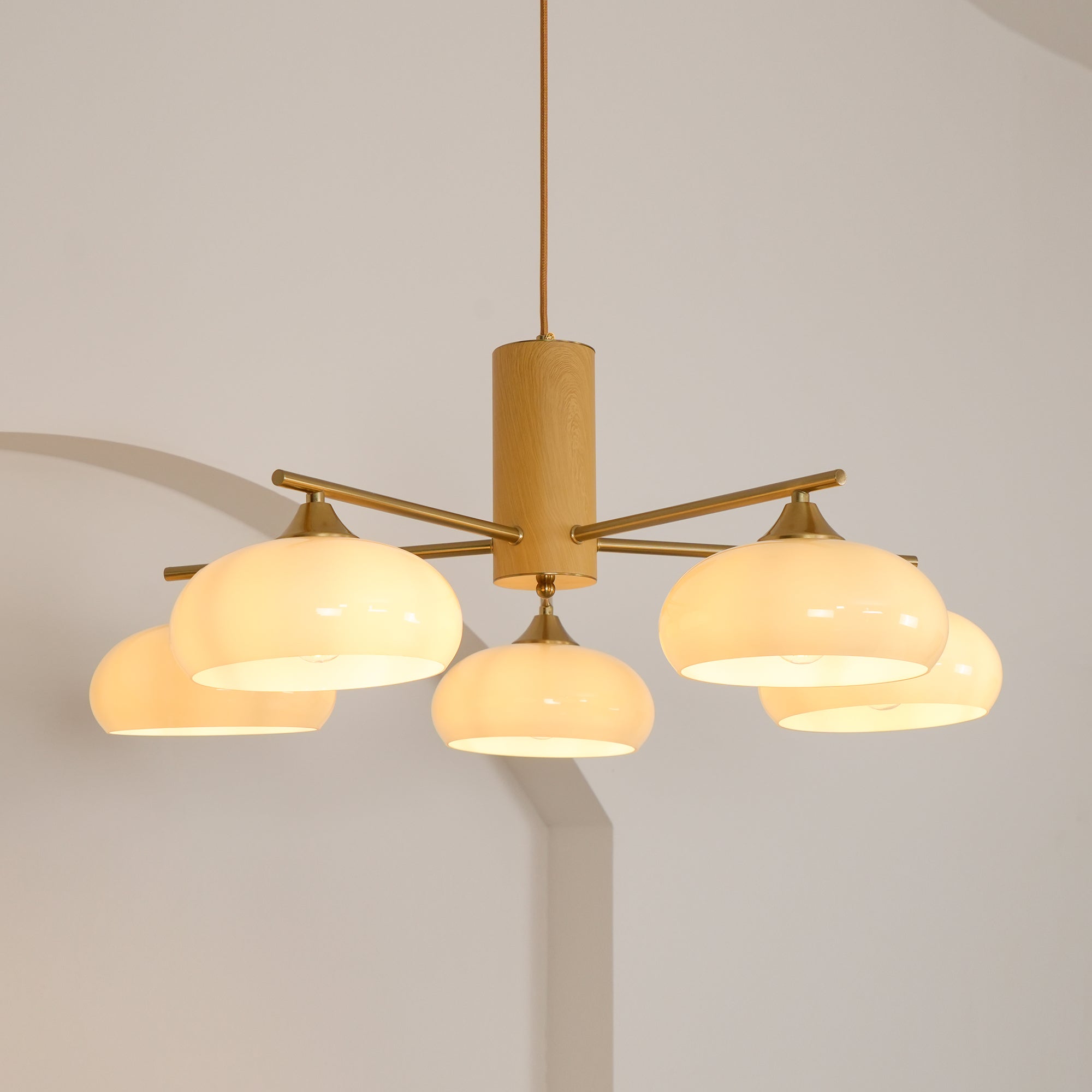 Nova Chandelier Métal Verre Kaki Naturel Salon - Neutralighting