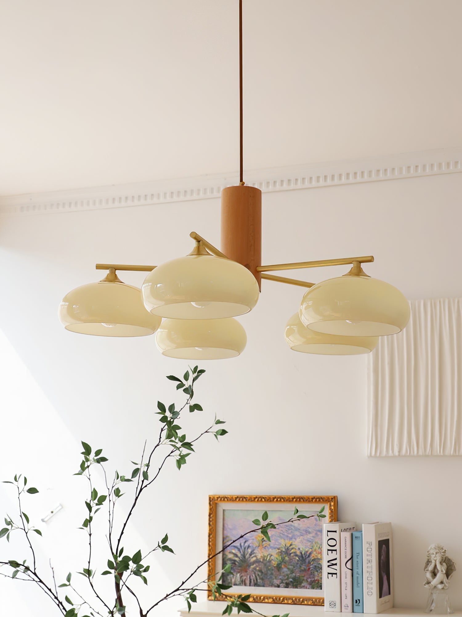 Nova Chandelier Métal Verre Kaki Naturel Salon - Neutralighting