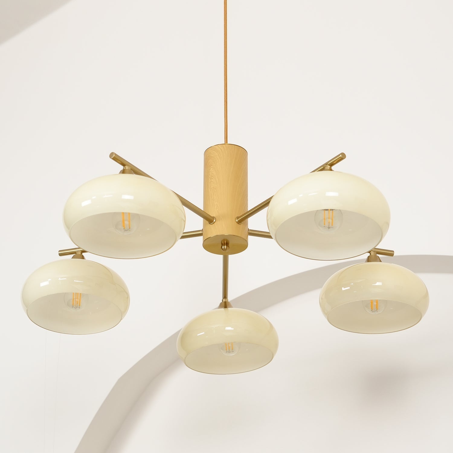 Nova Chandelier Métal Verre Kaki Naturel Salon - Neutralighting