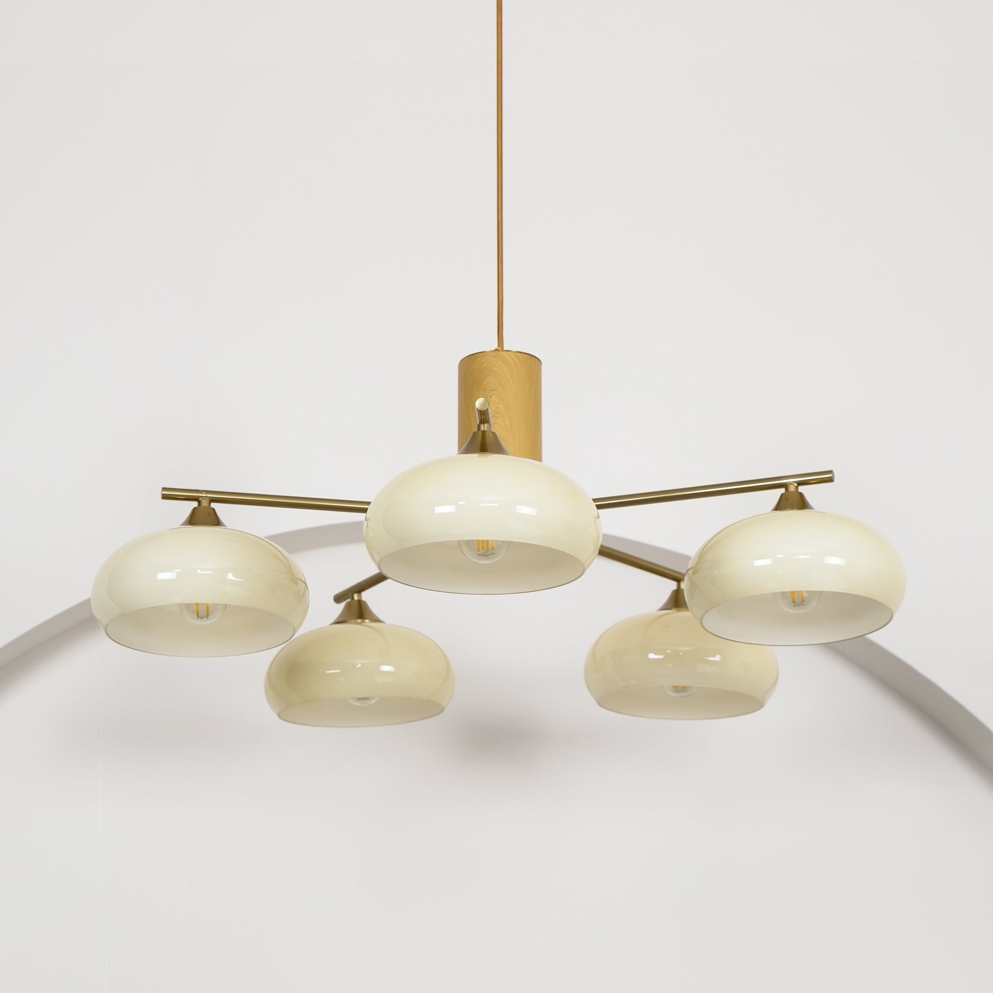 Nova Chandelier Métal Verre Kaki Naturel Salon - Neutralighting