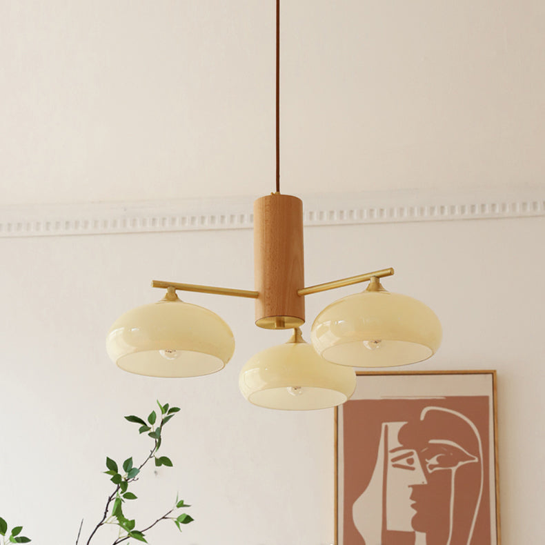 Nova Chandelier Métal Verre Kaki Naturel Salon - Neutralighting
