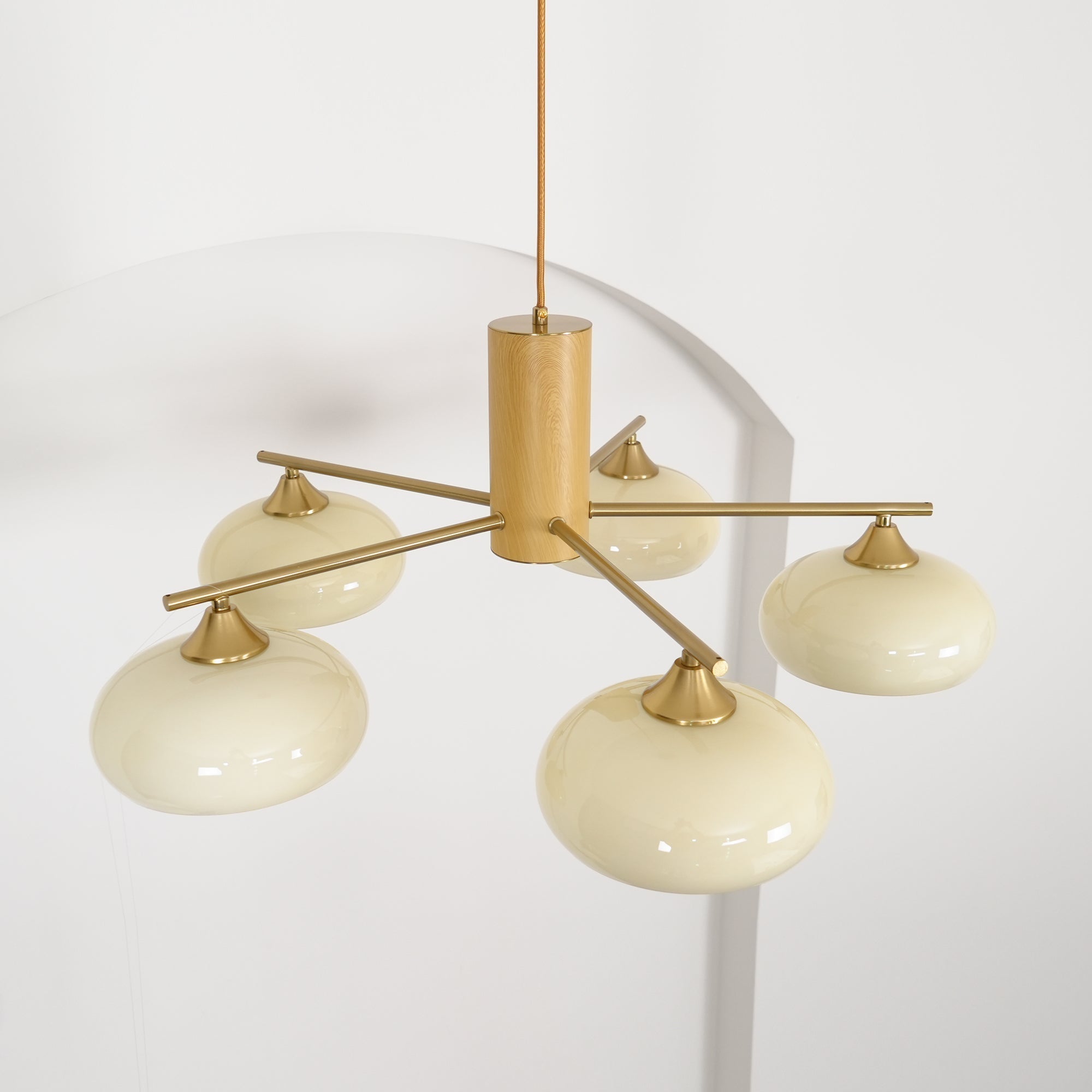 Nova Chandelier Métal Verre Kaki Naturel Salon - Neutralighting