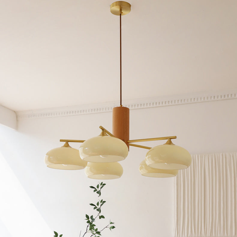 Nova Chandelier Métal Verre Kaki Naturel Salon - Neutralighting