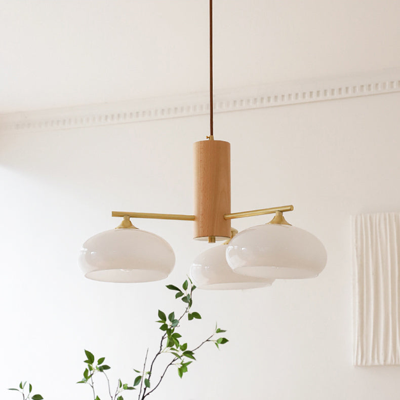 Nova Chandelier Métal Verre Kaki Naturel Salon - Neutralighting