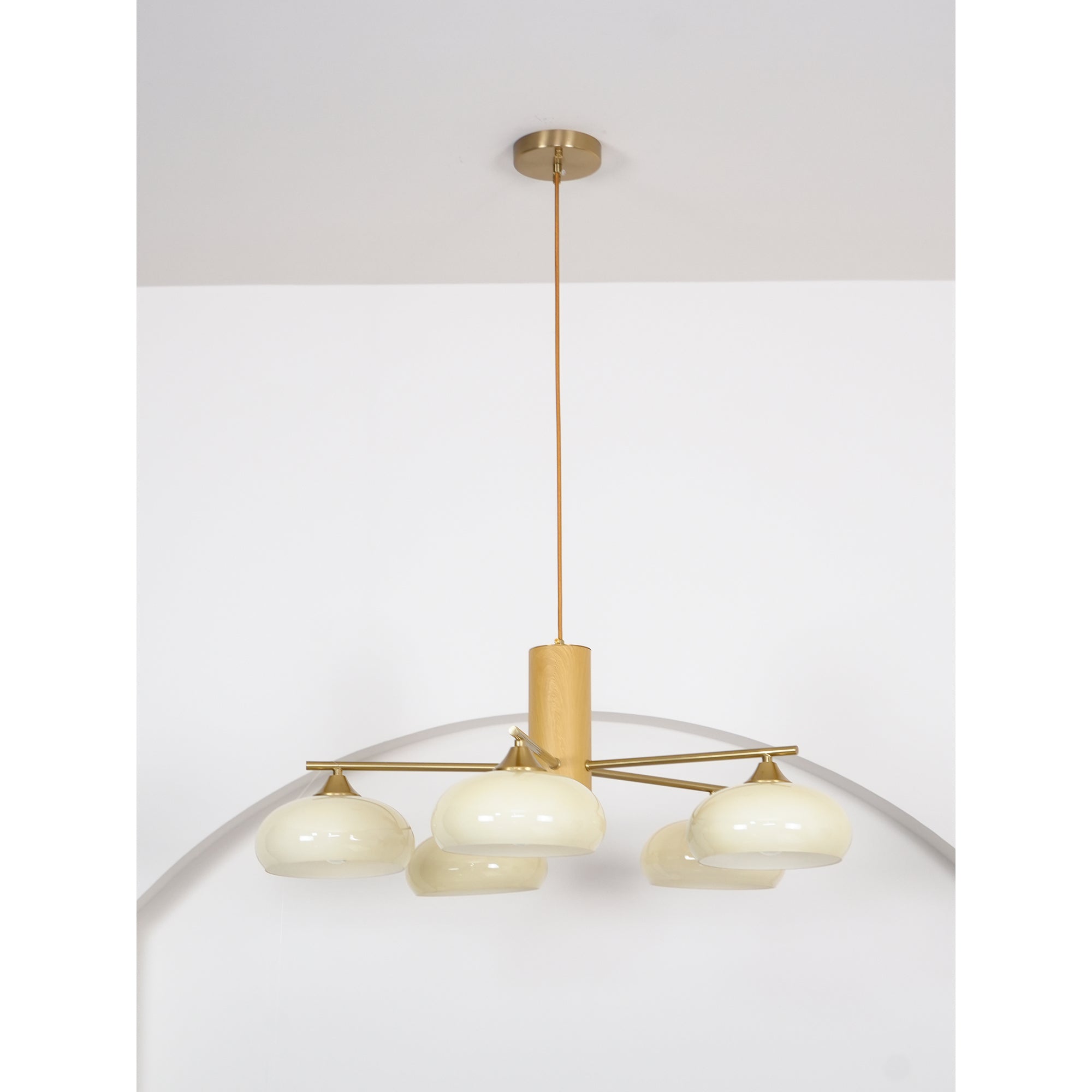 Nova Chandelier Métal Verre Kaki Naturel Salon - Neutralighting