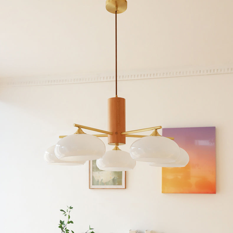 Nova Chandelier Métal Verre Kaki Naturel Salon - Neutralighting
