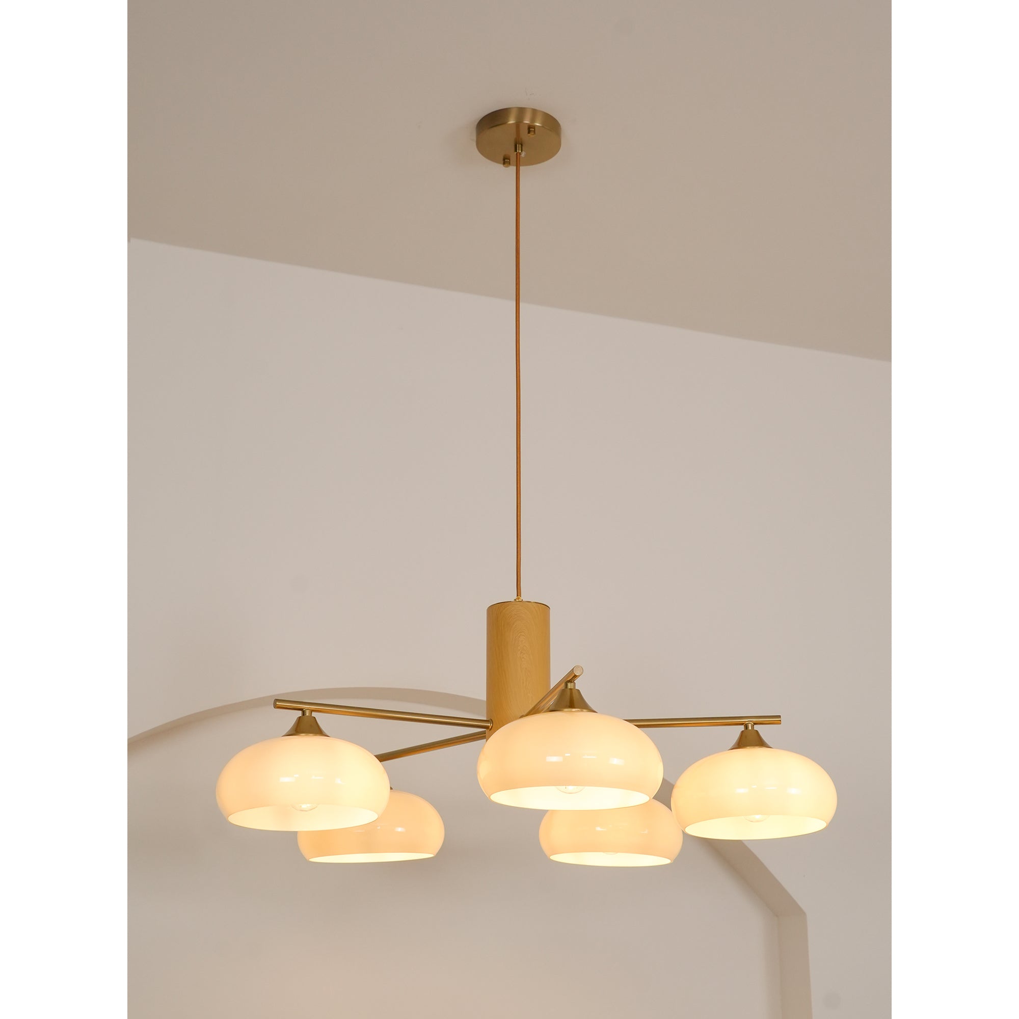 Nova Chandelier Métal Verre Kaki Naturel Salon - Neutralighting