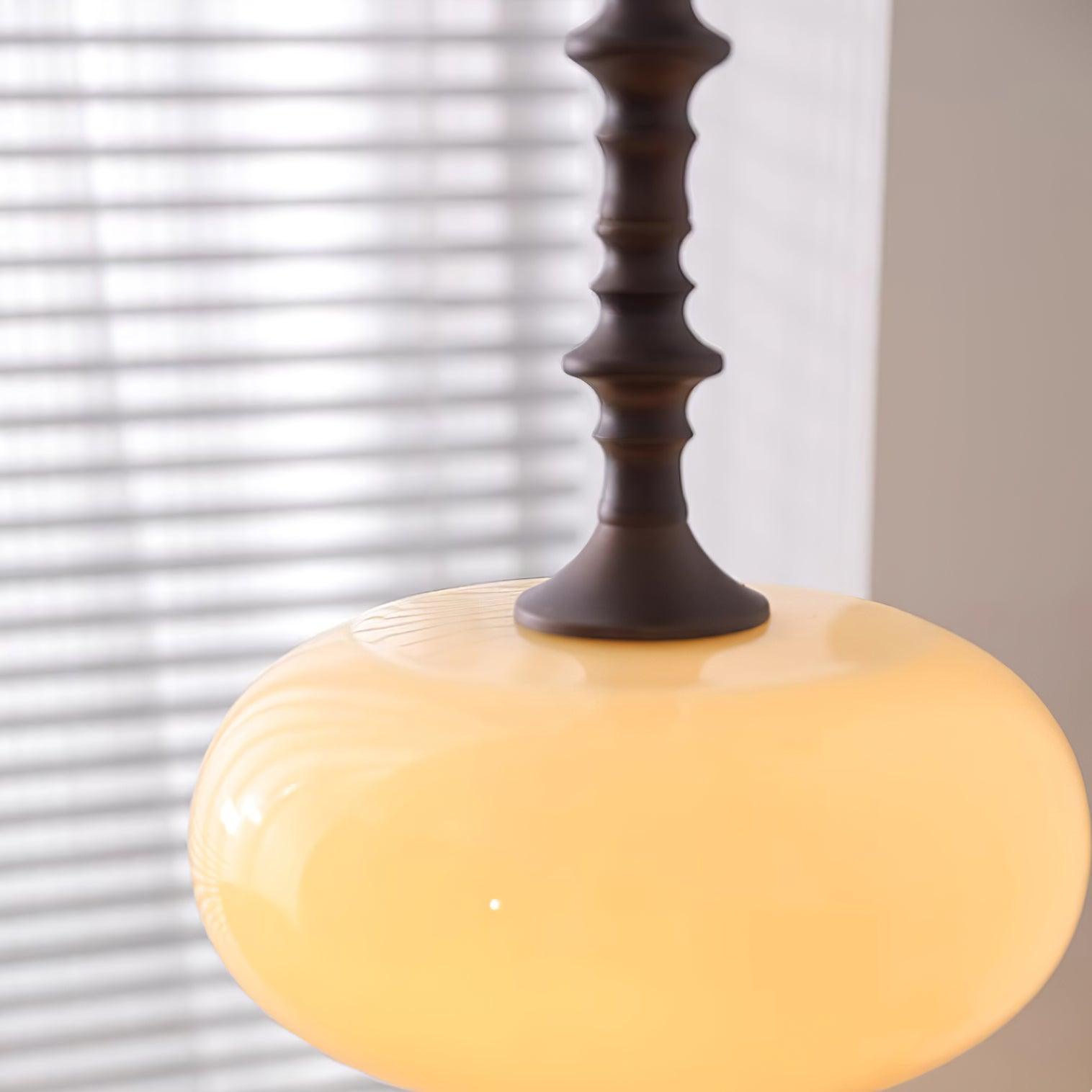 Lampe Pendante Abat-jour en Verre Blanc Tourné Marron Vintage - Neutralighting