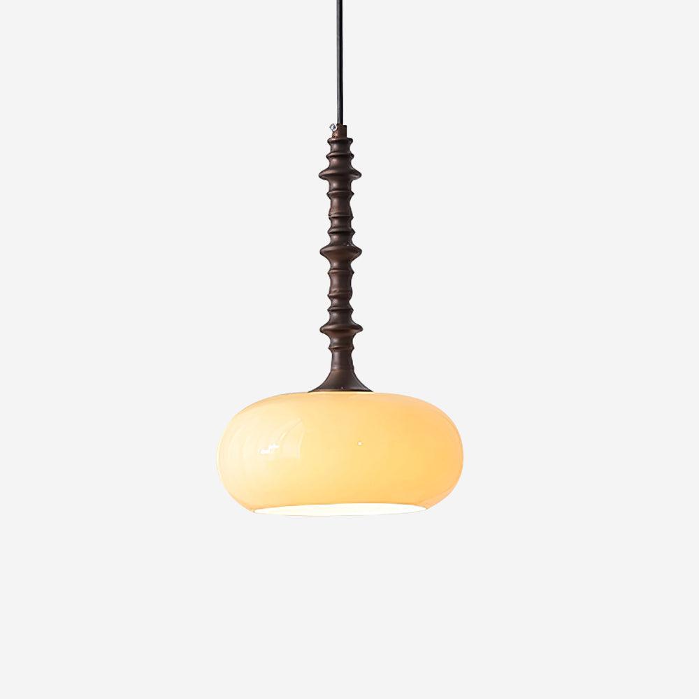 Lampe Pendante Abat-jour en Verre Blanc Tourné Marron Vintage - Neutralighting