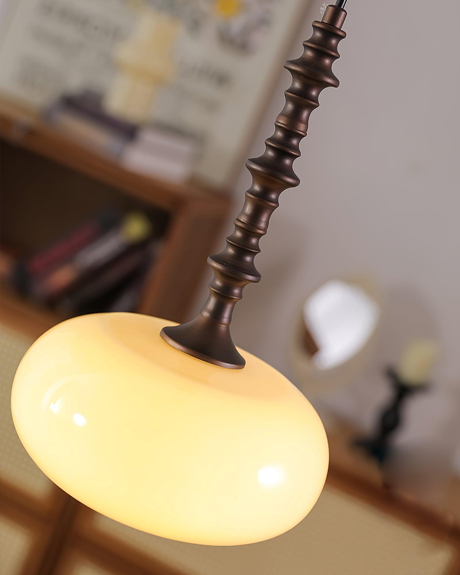 Lampe Pendante Abat-jour en Verre Blanc Tourné Marron Vintage - Neutralighting