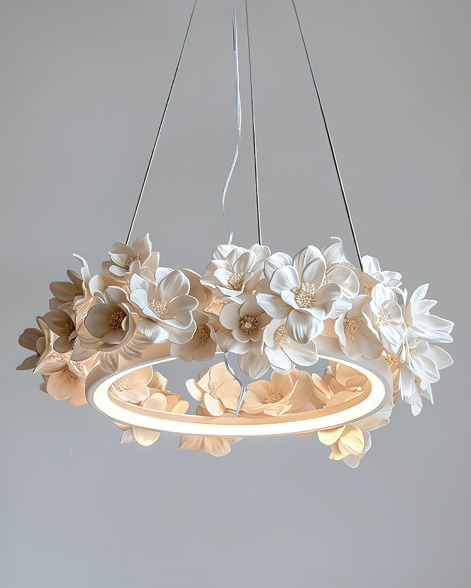 Elysian Floral Chandelier Petal Halo Minimalist - Letslighting