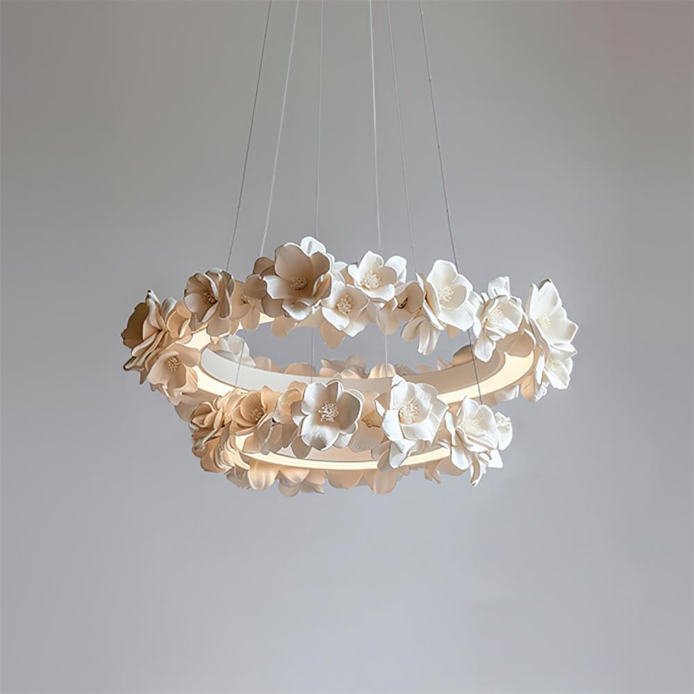 Elysian Floral Chandelier Petal Halo Minimalist - Letslighting