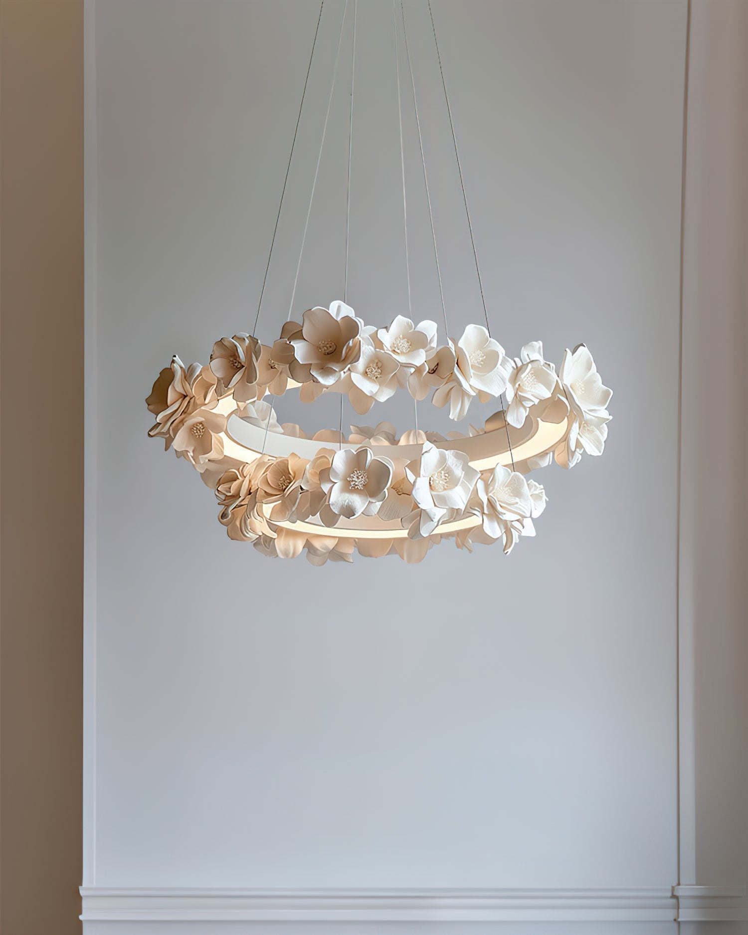 Elysian Floral Chandelier Petal Halo Minimalist - Letslighting