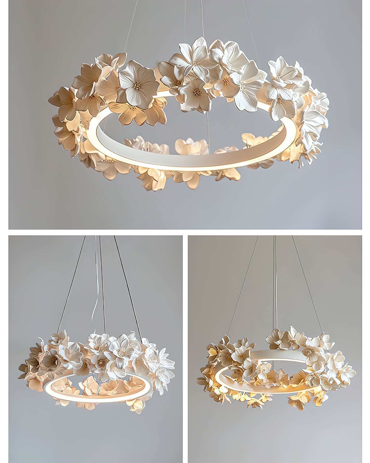 Elysian Floral Chandelier Petal Halo Minimalist - Letslighting