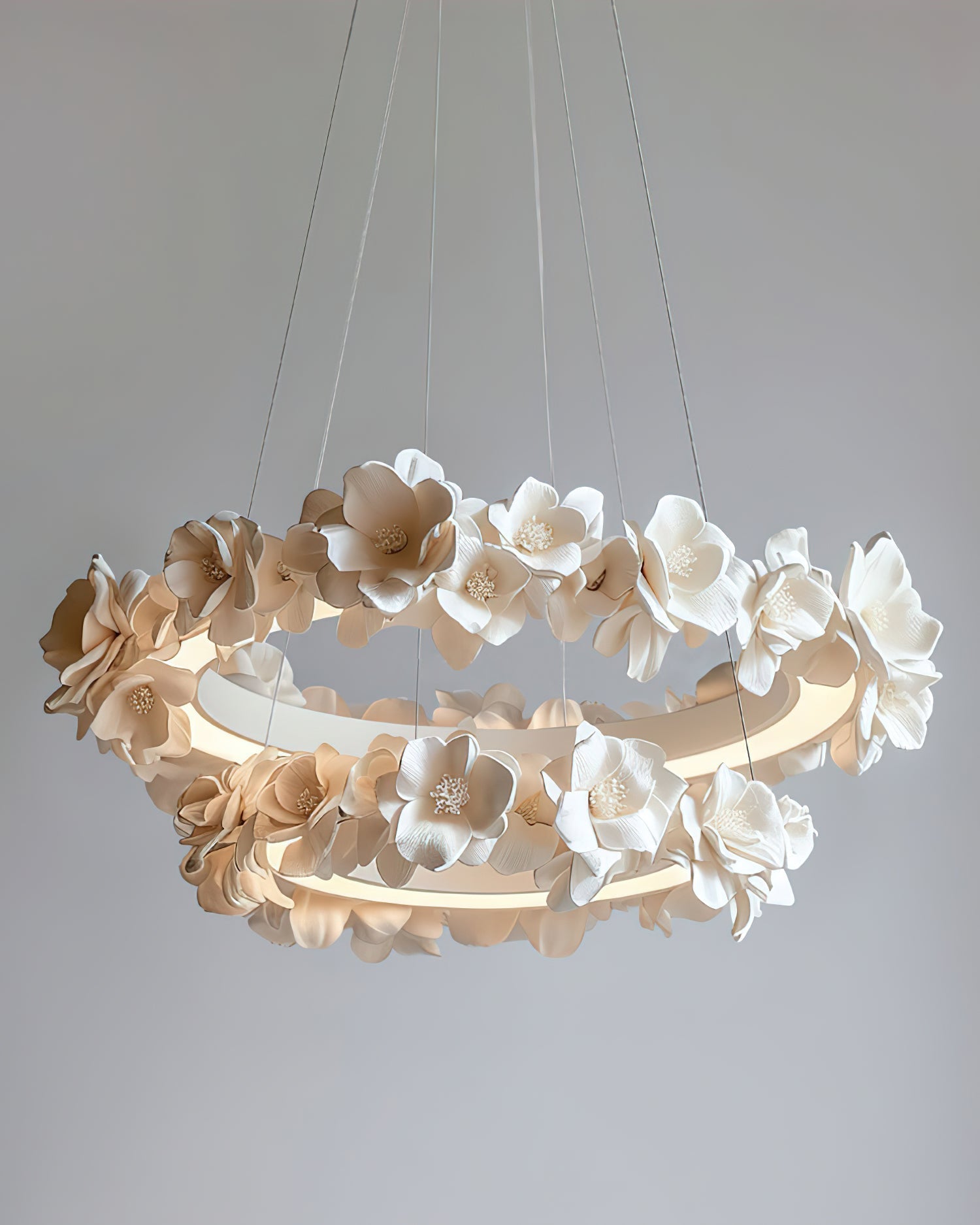 Elysian Floral Chandelier Petal Halo Minimalist - Letslighting