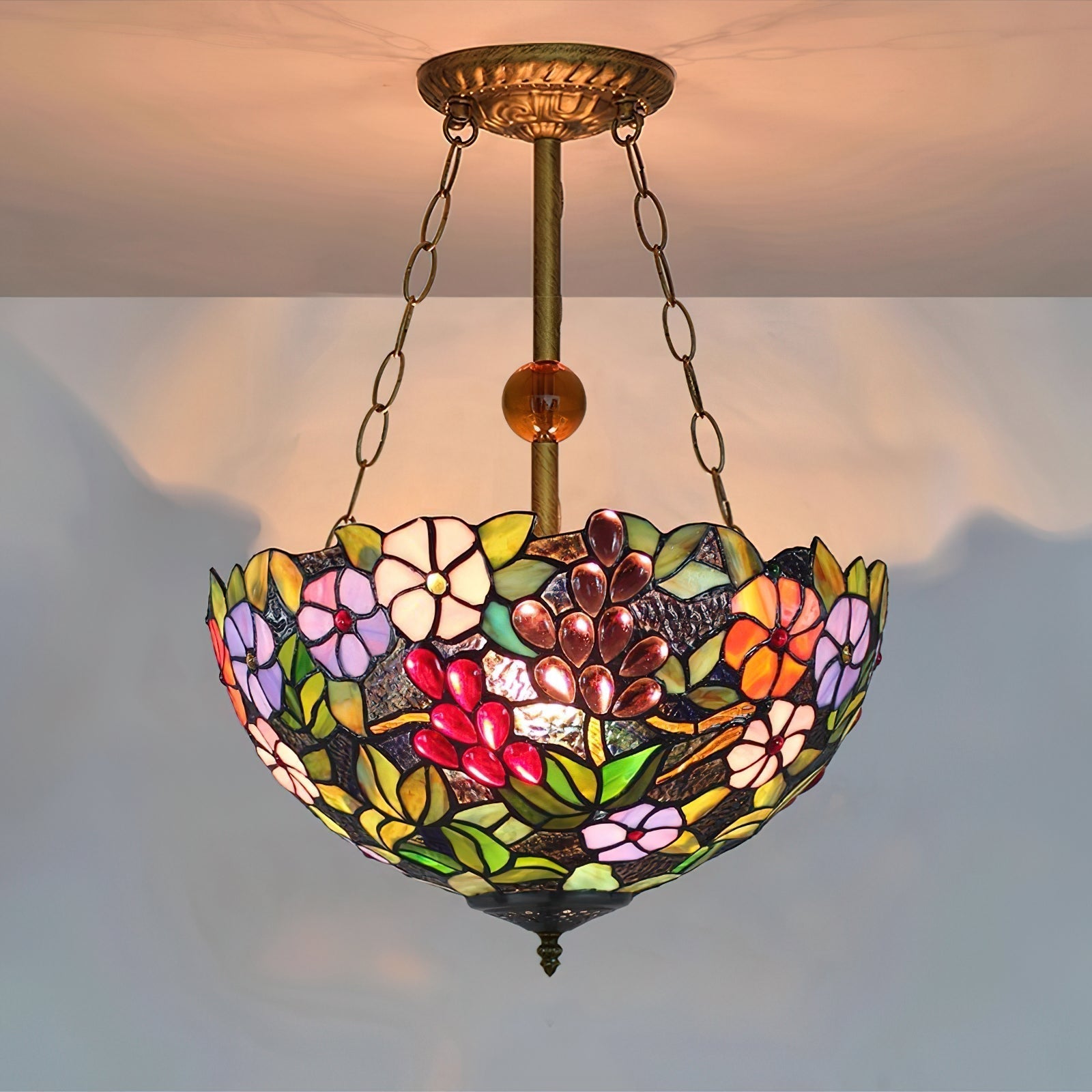 Chandelier Tiffany Bowl-shaped Rose Gypsum - Neutralighting