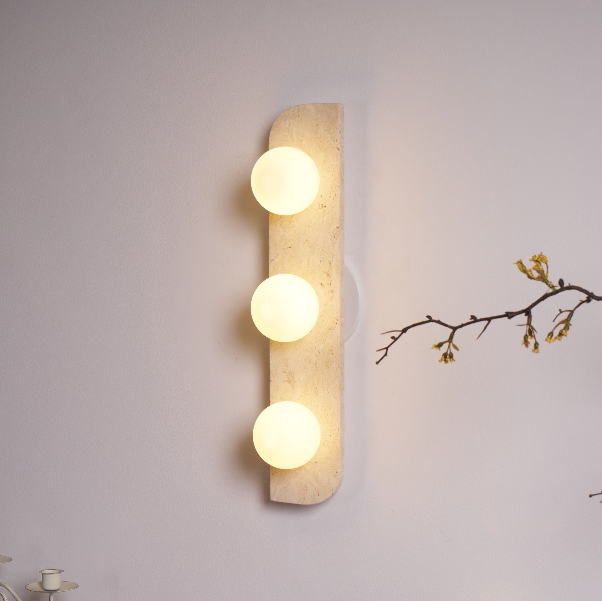 Zophaor Minimalist Travertine Plug-In Wall Light - Neutralighting