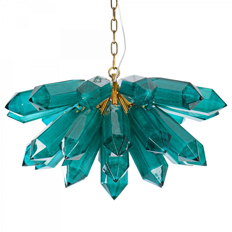 Aurora Chandelier Emerald Crystal Starburst Gold - Letslighting