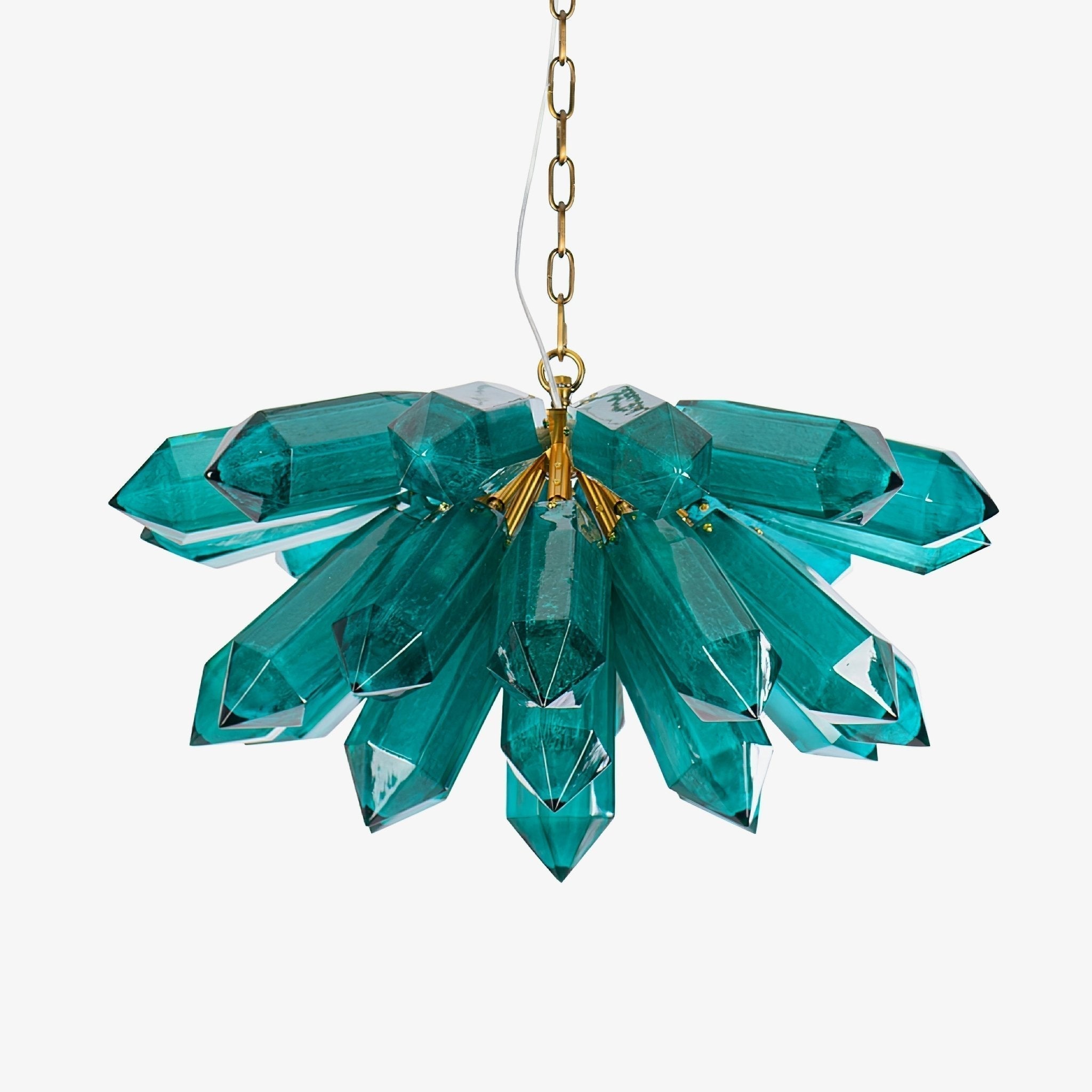 Aurora Chandelier Emerald Crystal Starburst Gold - Letslighting