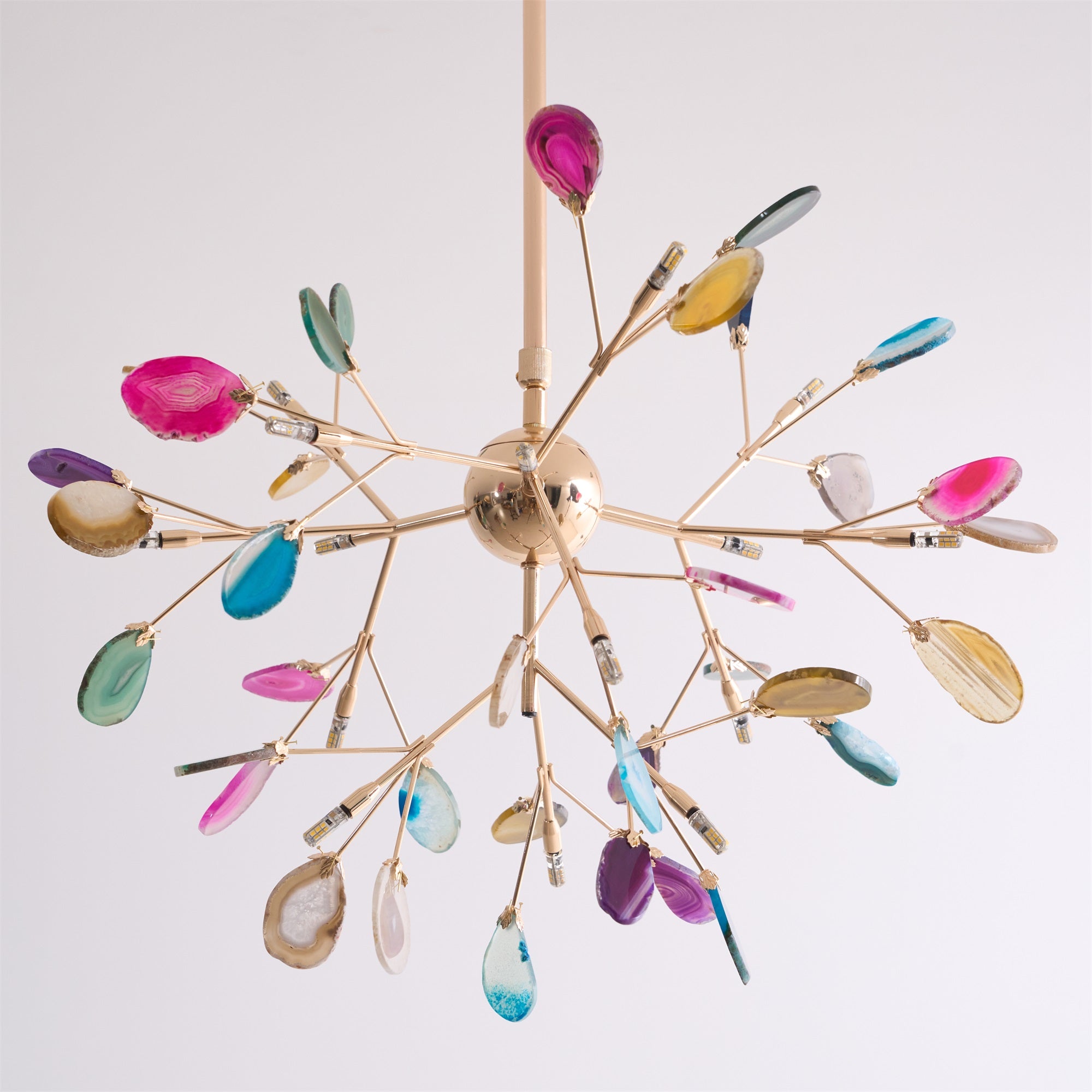 Lustra Chandelier Feuille Colorée Bras Dorés - Neutralighting