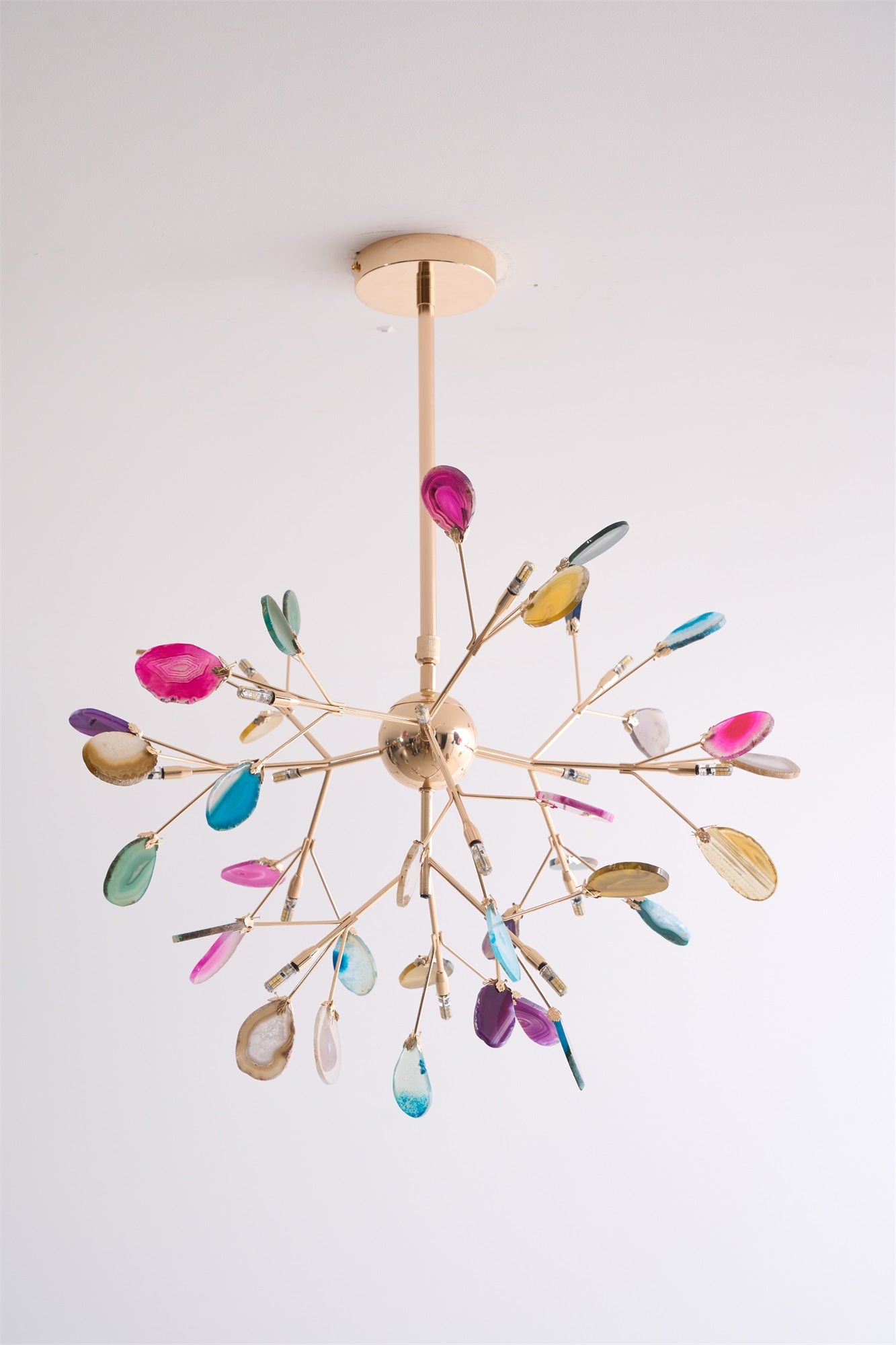 Lustra Chandelier Feuille Colorée Bras Dorés - Neutralighting