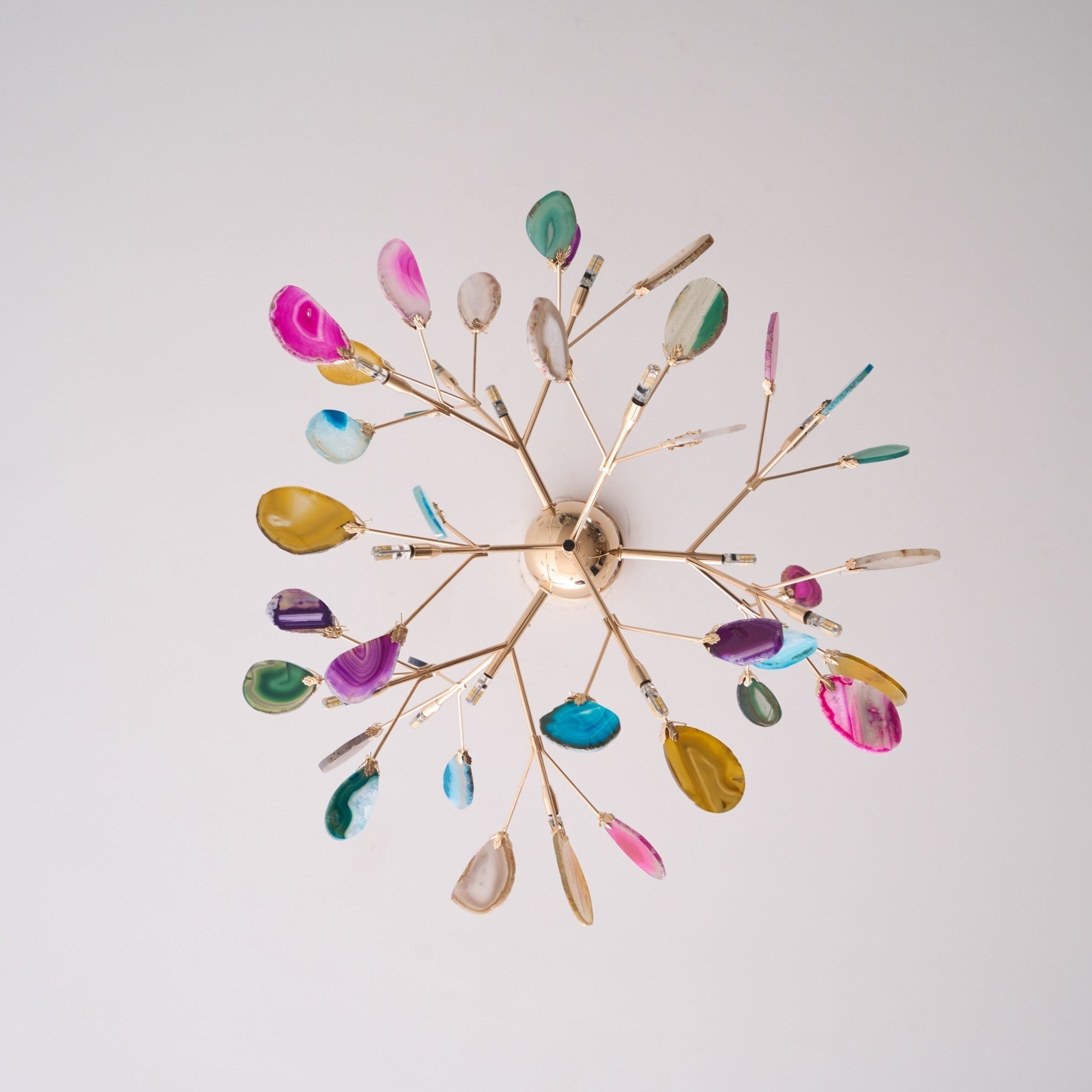 Lustra Chandelier Feuille Colorée Bras Dorés - Neutralighting
