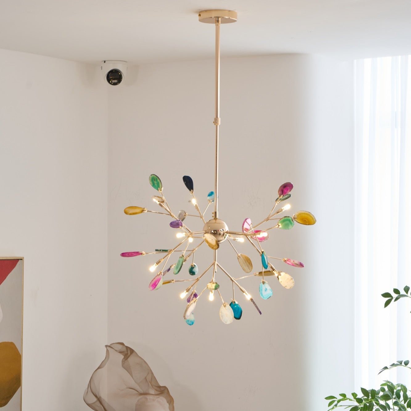 Lustra Chandelier Feuille Colorée Bras Dorés - Neutralighting