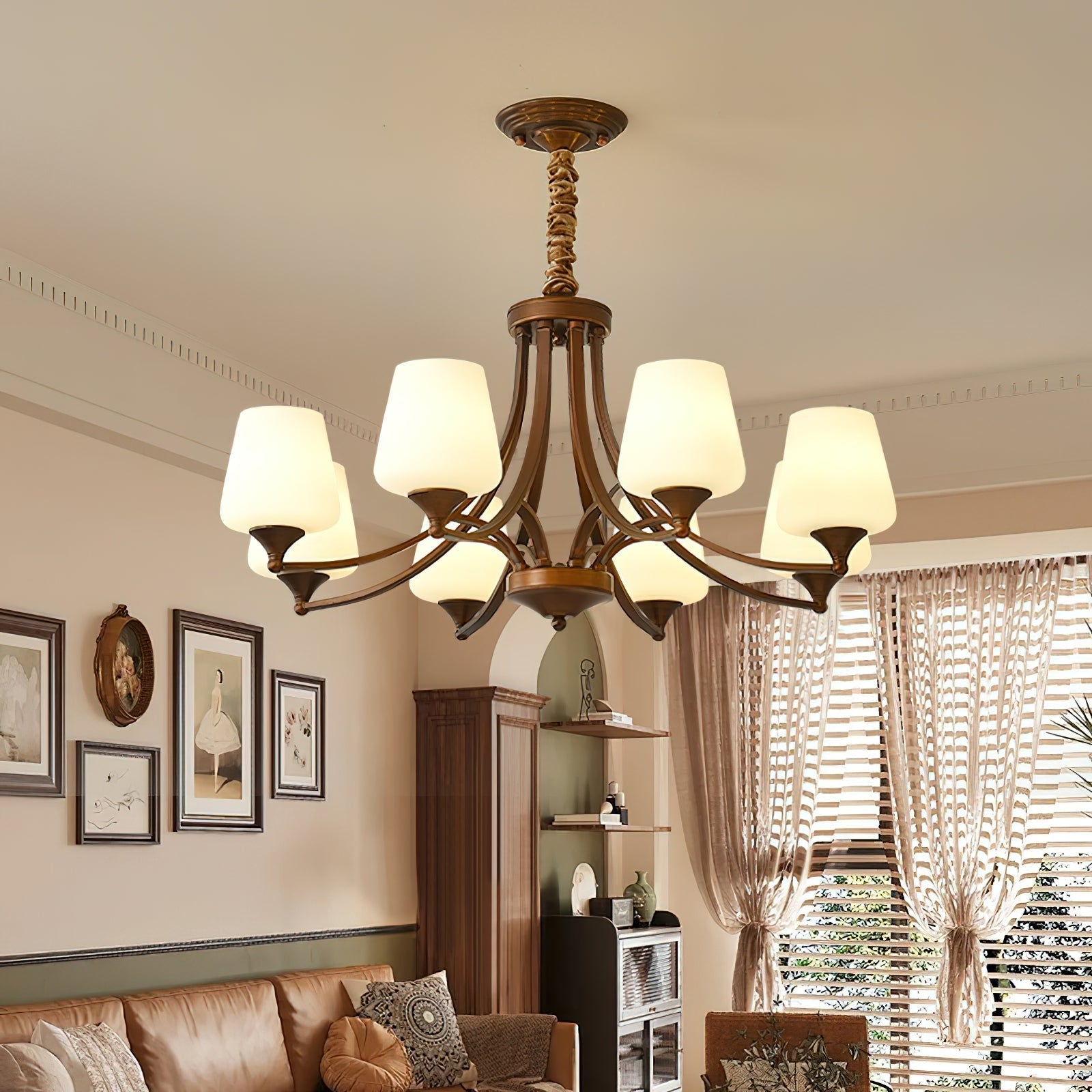 Ulrinara Chandelier Laiton Verre Luxe Postmoderne Salon - Neutralighting